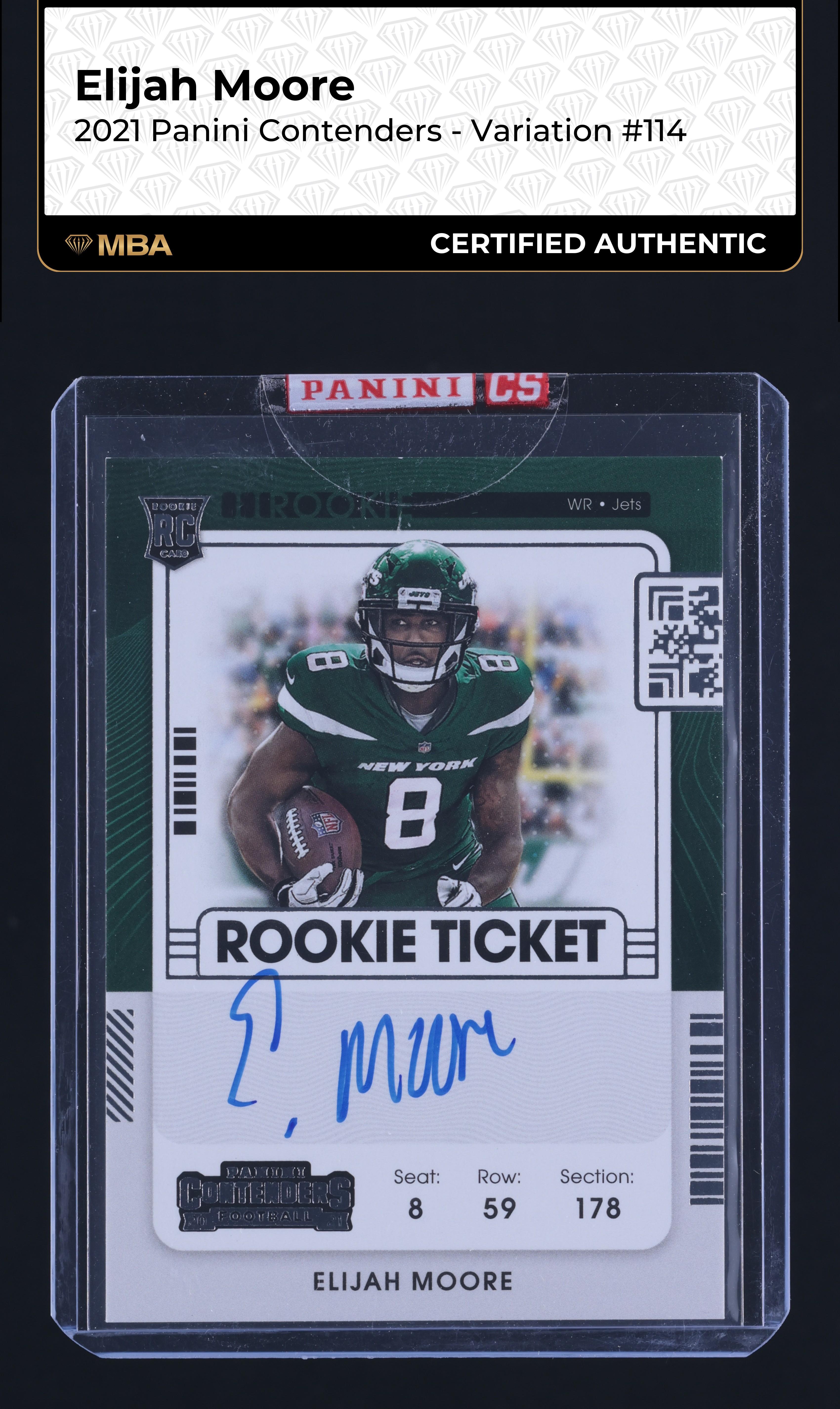 2021 Panini Contenders Variation Elijah Moore ROOKIE AUTO #114 MBA AUTH