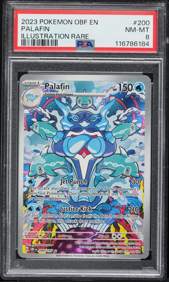 2023 Pokemon Scarlet & Violet Obsidian Flames Illustration Rare Palafin #200 PSA 8 NM-MT