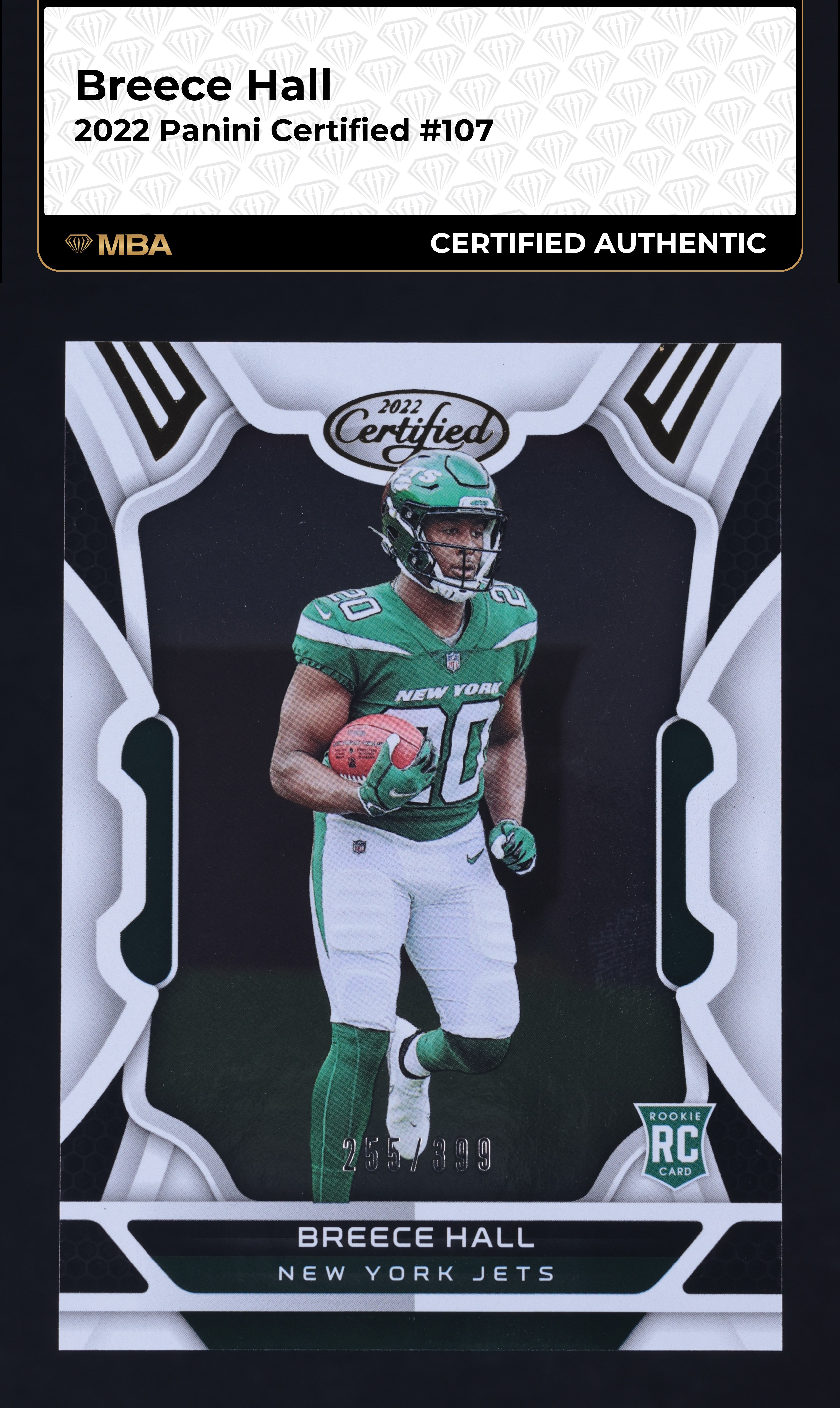 2022 Panini Certified Breece Hall ROOKIE /399 #107 MBA AUTH
