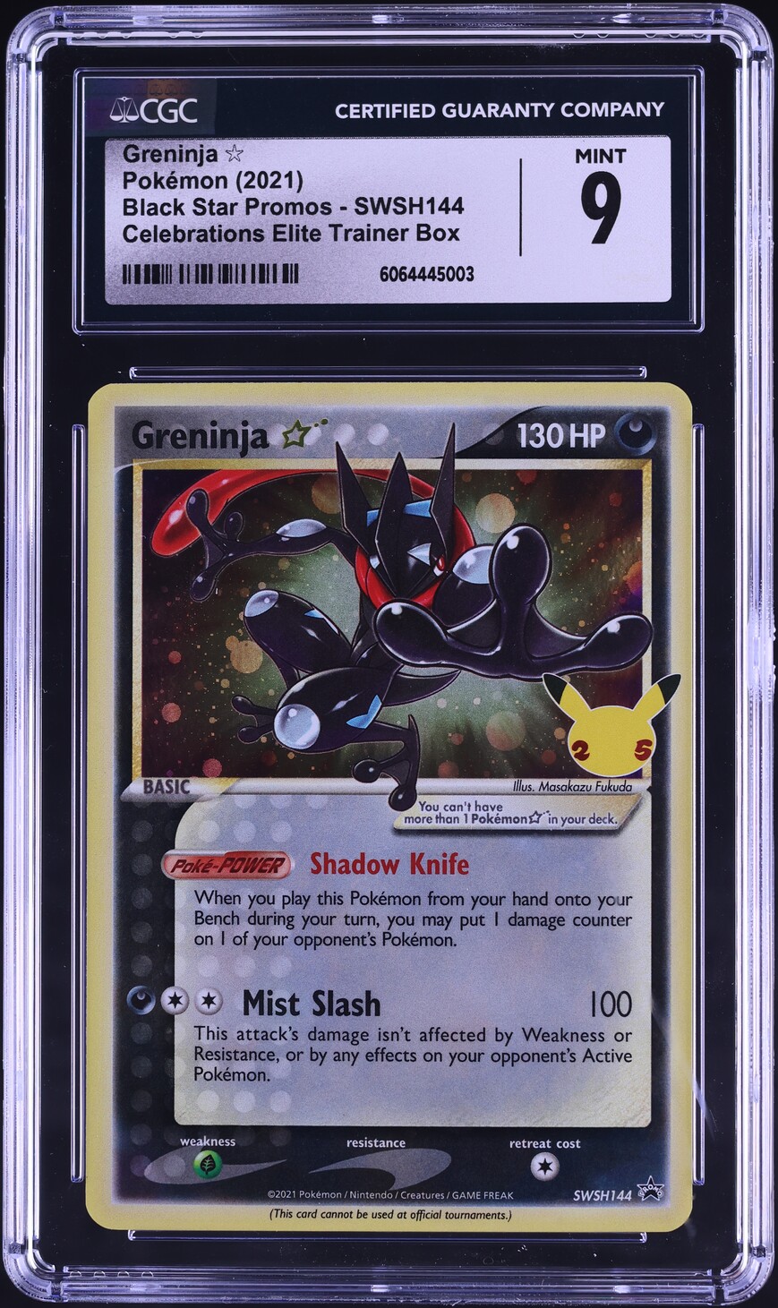 2021 Pokemon SWSH Black Star Promo Celebrations Greninja Gold Star #144 CGC 9