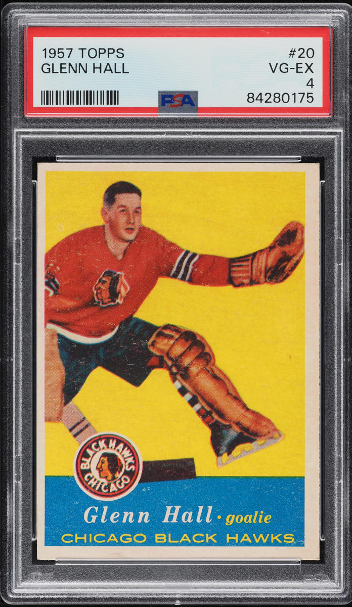 1957 Topps Hockey Glenn Hall ROOKIE #20 PSA 4 VGEX