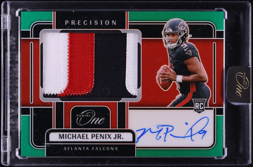 2024 Panini One Precision Green Prizm Michael Penix Jr. RC PATCH AUTO /40 #302