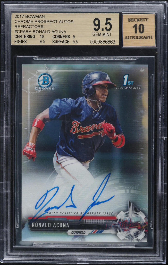 2017 Bowman Chrome Refractor Ronald Acuna Jr. ROOKIE AUTO /499 #CPA-RA BGS 9.5