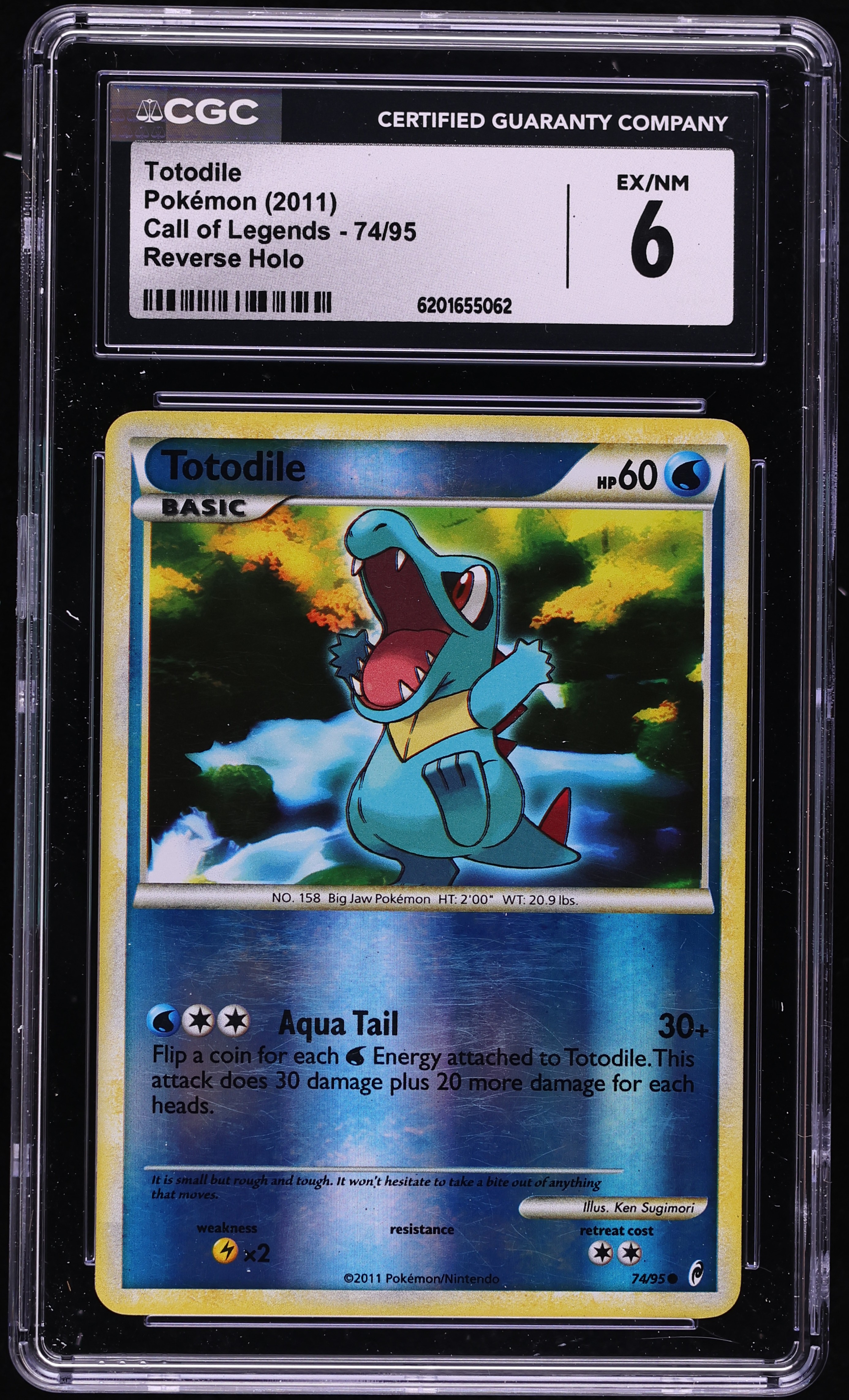 2011 Pokemon Call Of Legends Reverse Holo Totodile #74 CGC 6 EXMT