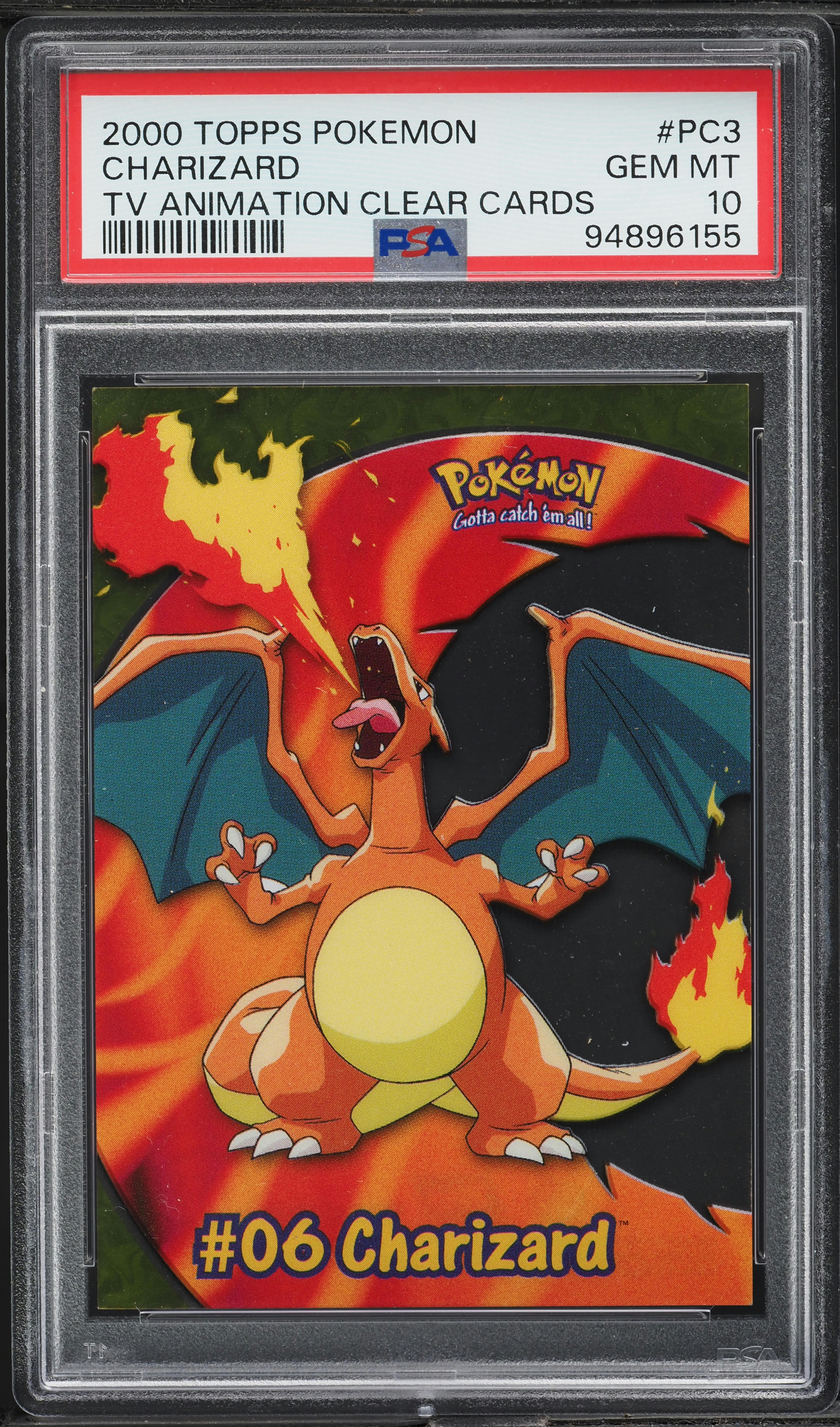 2000 Topps Pokemon TV Animation Clear Cards Charizard #PC3 PSA 10 GEM MINT