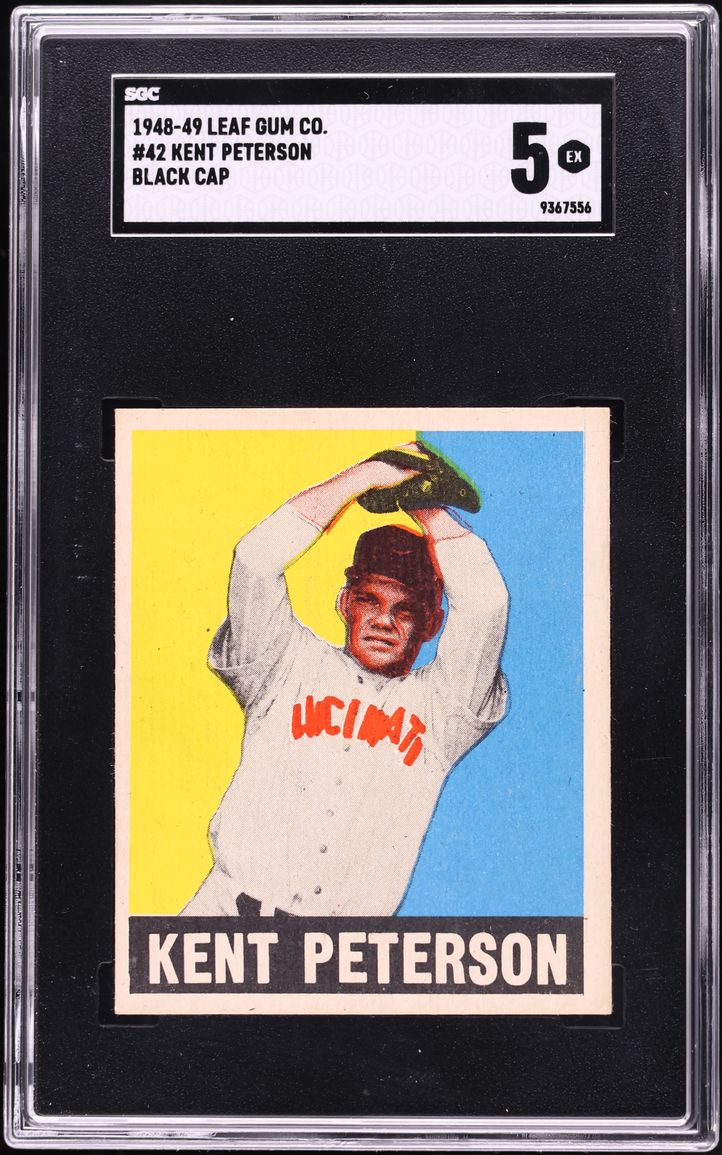 1948 Leaf Gum Kent Peterson BLACK CAP #42 SGC 5 EX
