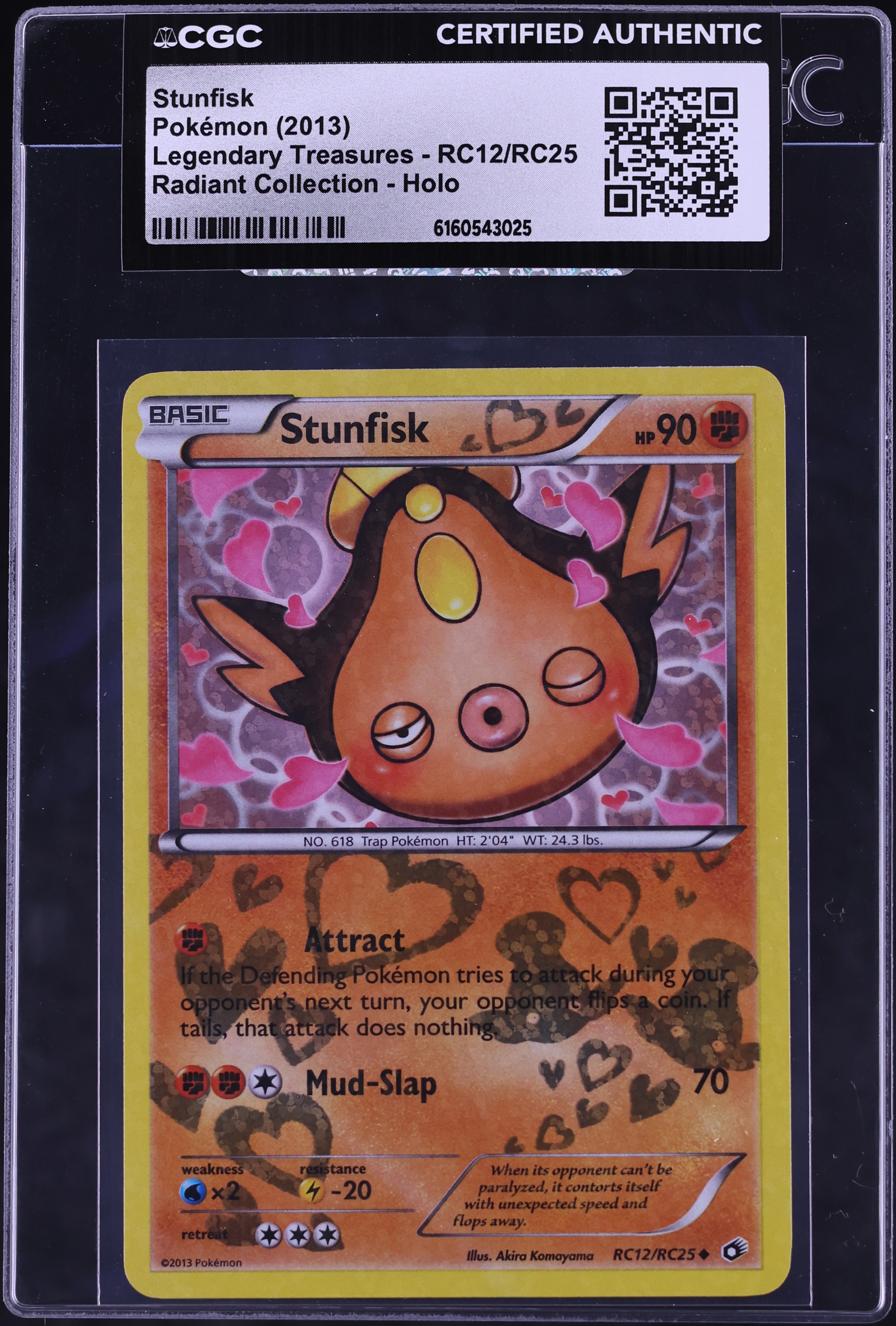 2013 Pokemon Black & White Legendary Treasures Radiant Collection Holo Stunfisk #RC12 CGC AUTH