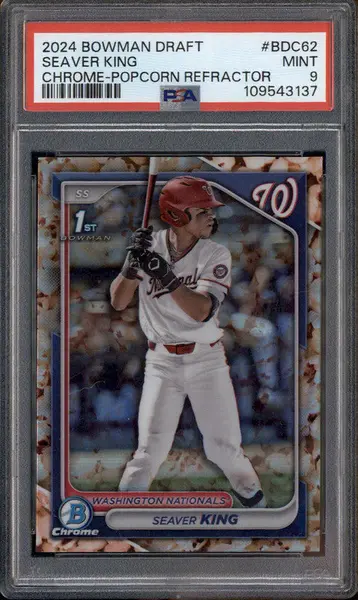 2024 Bowman Draft Chrome Popcorn Refractor #BDC62 Seaver King RC PSA 9