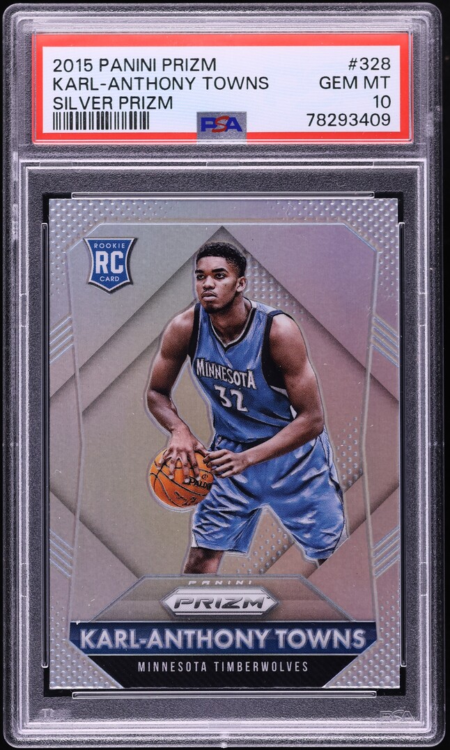 2015 Panini Prizm Silver Karl-Anthony Towns ROOKIE #328 PSA 10 GEM MINT