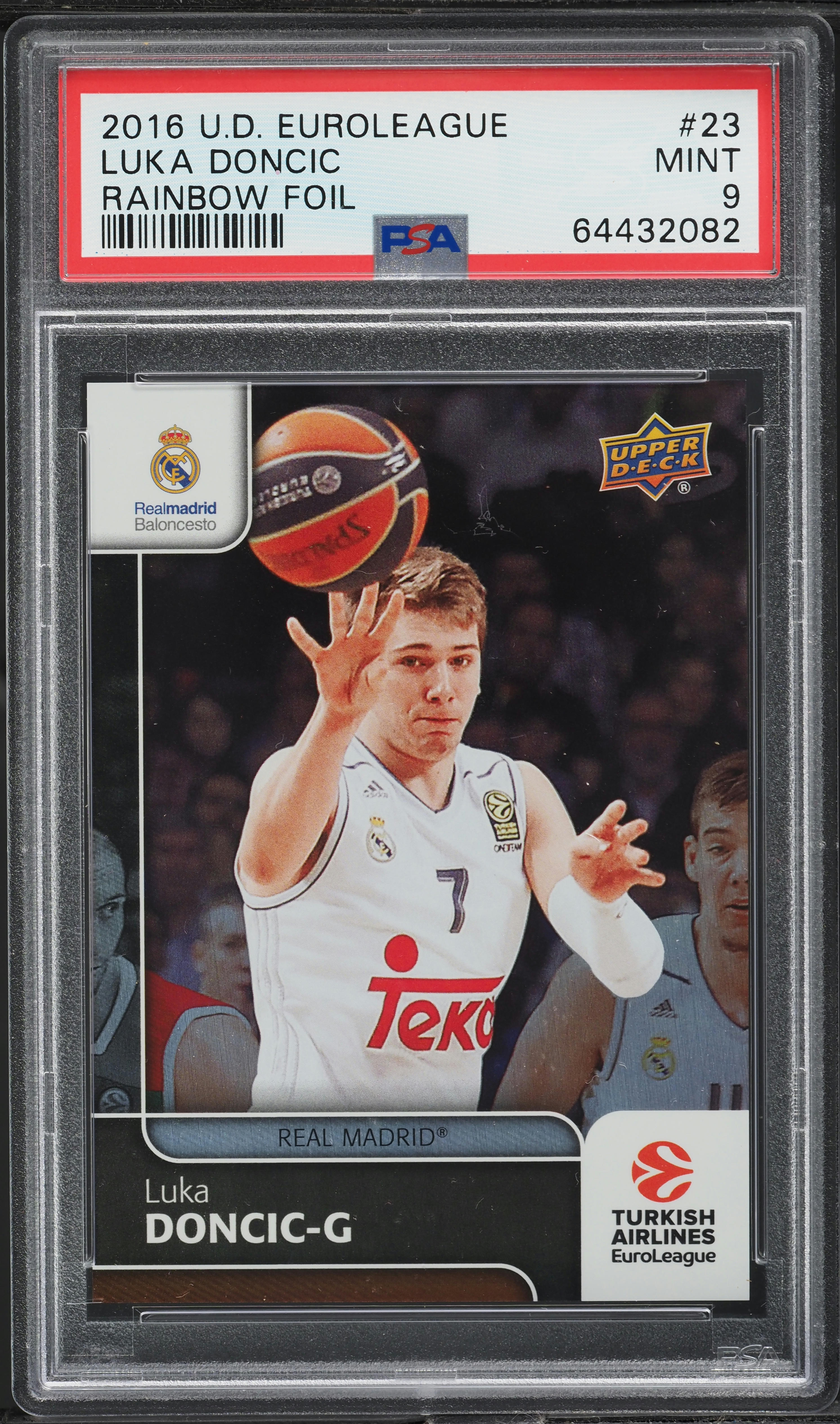 2016 Upper Deck Euroleague Rainbow Foil Luka Doncic ROOKIE #23 PSA 9 MINT