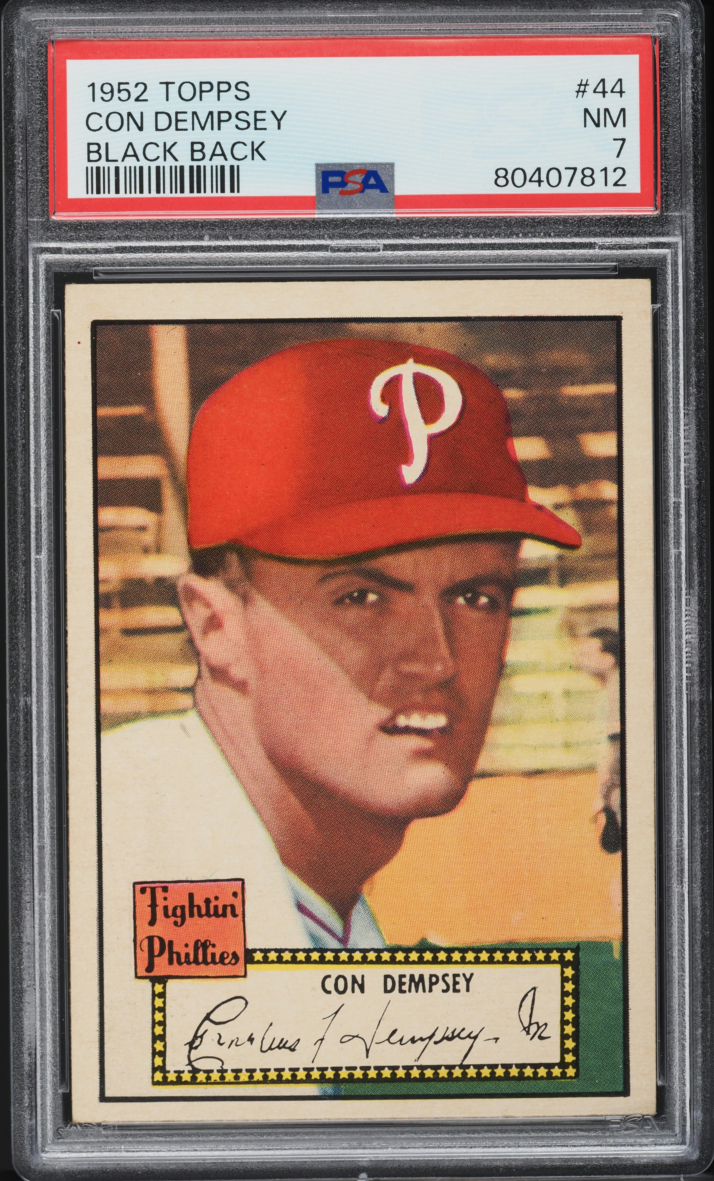 1952 Topps Con Dempsey BLACK BACK #44 PSA 7 NRMT