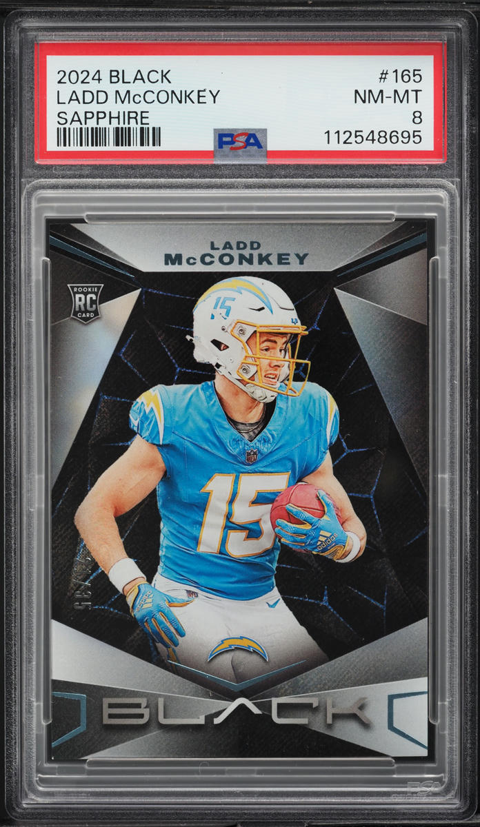 2024 Panini Black Sapphire Ladd McConkey ROOKIE /35 #165 PSA 8 NM-MT