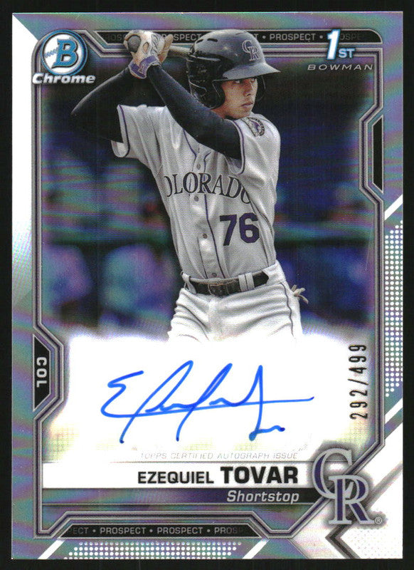 2021 Bowman Chrome Autographs Refractor #CPA-ETO Ezequiel Tovar RC Auto /499