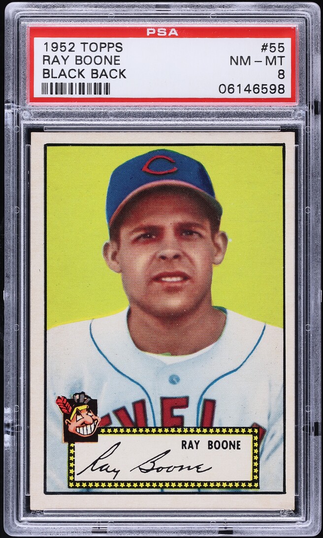 1952 Topps Ray Boone BLACK BACK #55 PSA 8 NM-MT