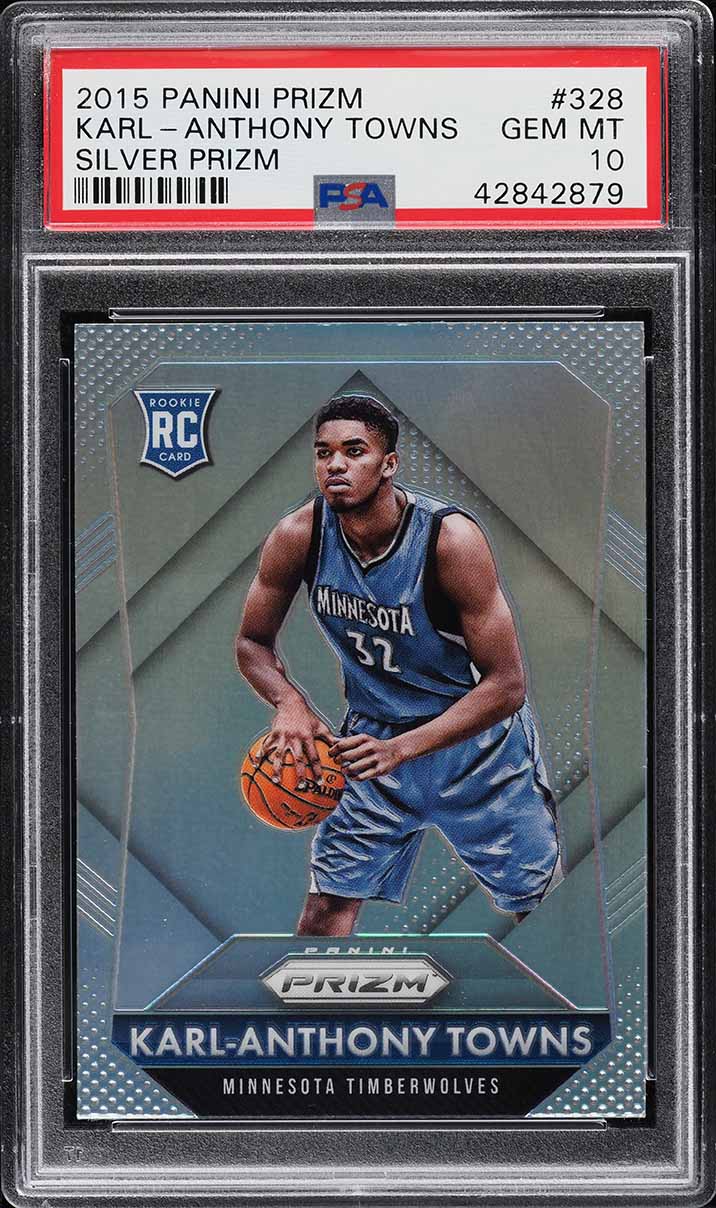 2015 Panini Prizm Silver Prizms Karl-Anthony Towns ROOKIE #328 PSA 10 GEM MINT