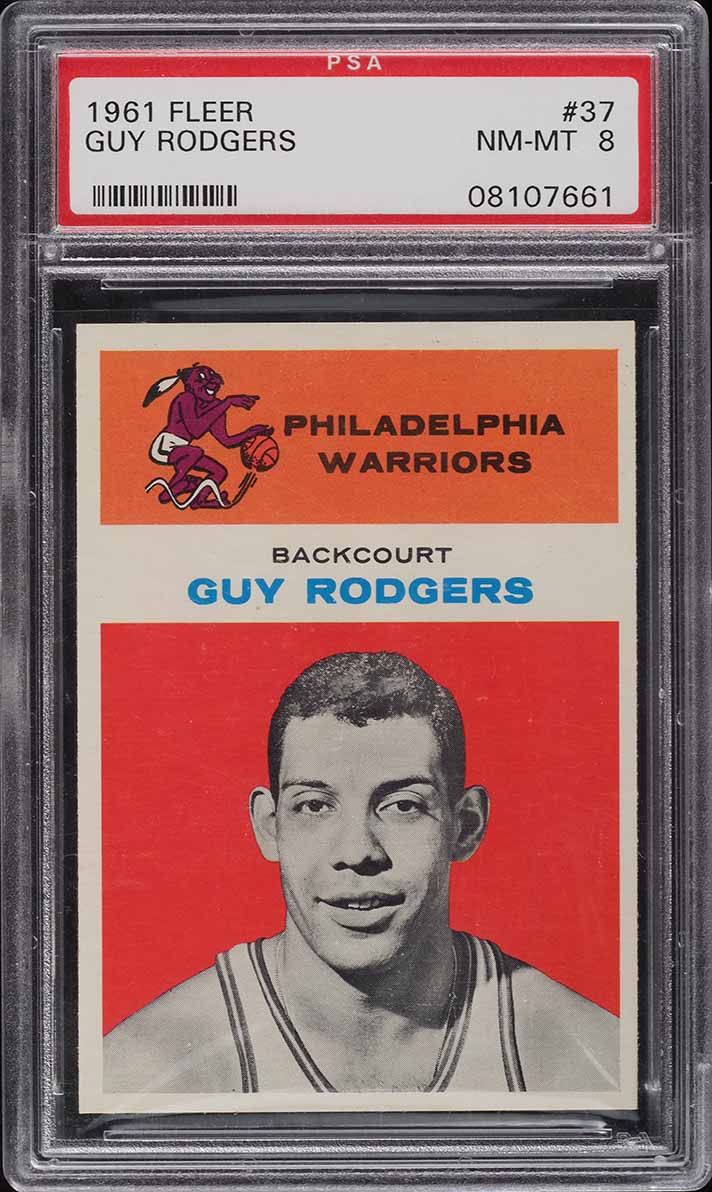 1961 Fleer Basketball Guy Rodgers ROOKIE #37 PSA 8 NM-MT