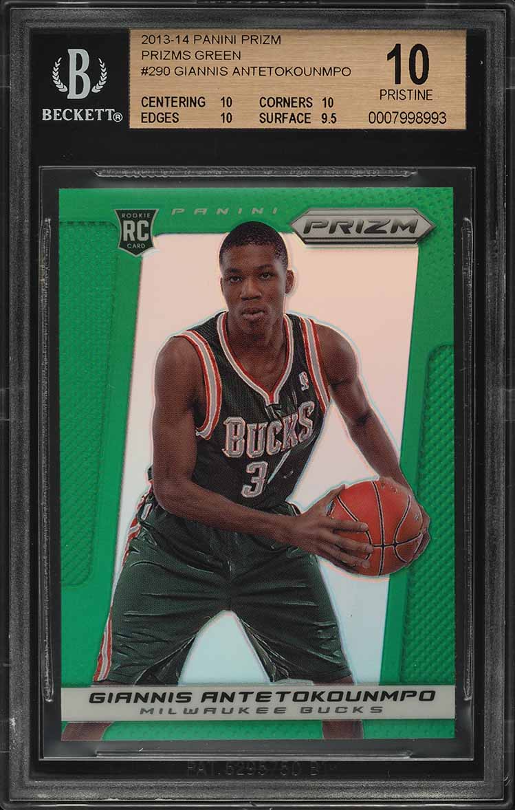 2013 Panini Prizm Green Prizms Giannis Antetokounmpo ROOKIE #290 BGS 10 PRISTINE