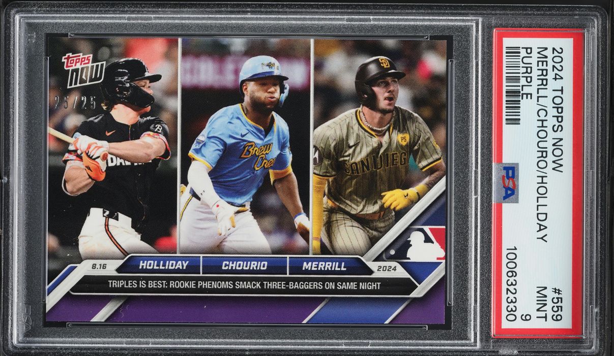 2024 Topps Now Purple Holliday Chourio Merrill 25/25 #559 PSA 9 MINT