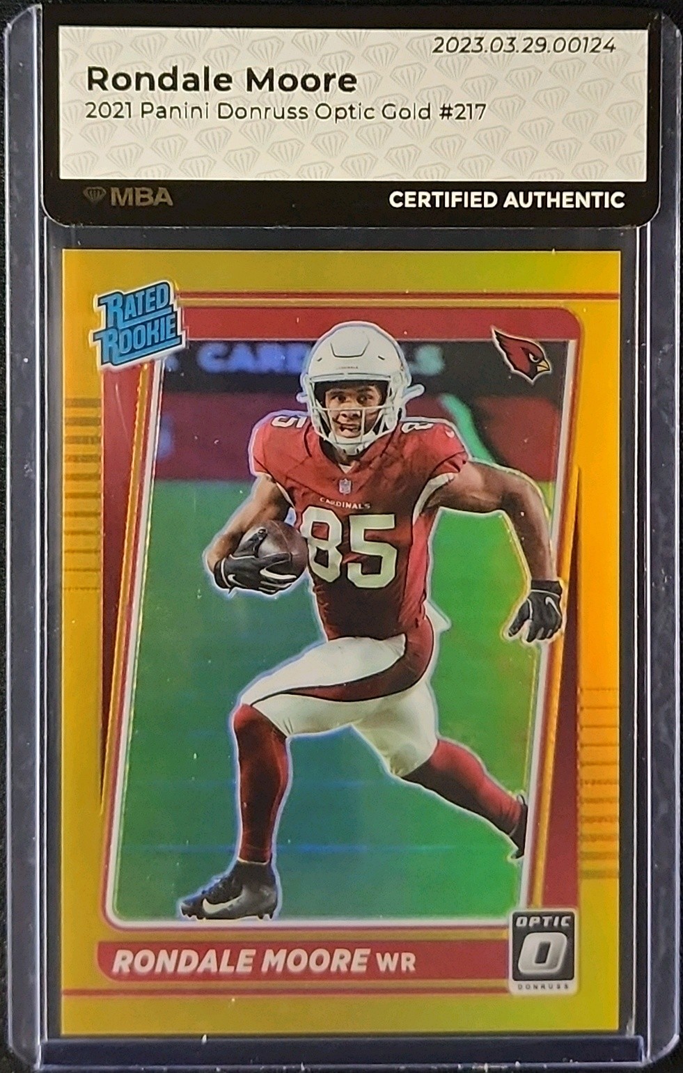 2021 Donruss Optic Gold Rondale Moore ROOKIE /10 #217 MBA AUTH
