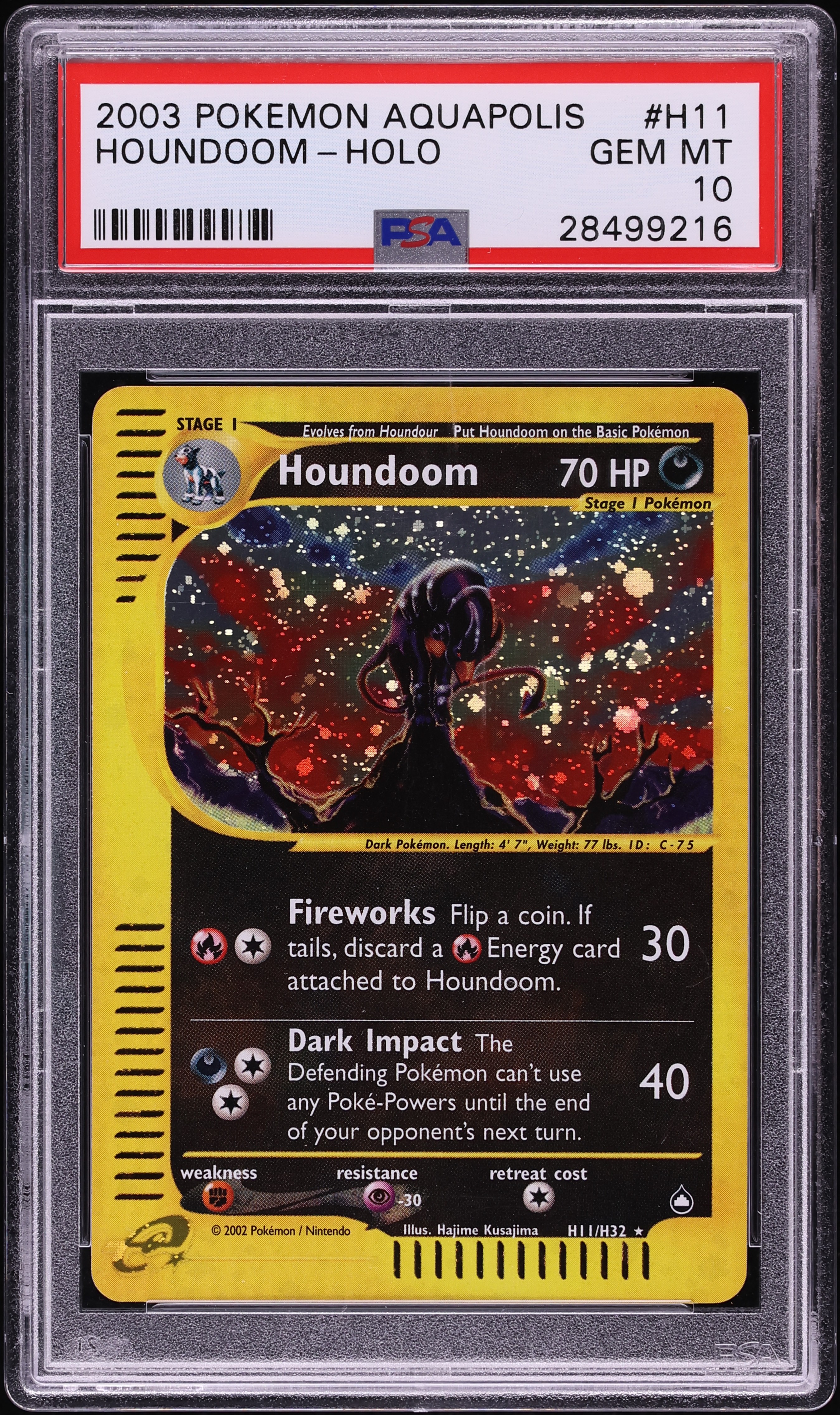 2003 Pokemon Aquapolis Holo Houndoom #H11 PSA 10 GEM MINT