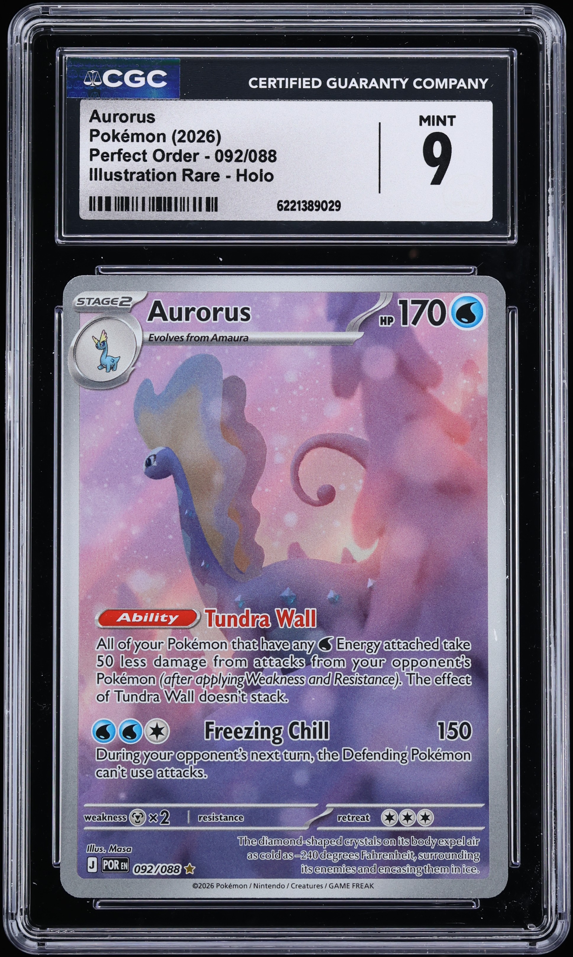 2026 Pokemon Mega Evolution Perfect Order IR Aurorus #92 CGC 9 MINT