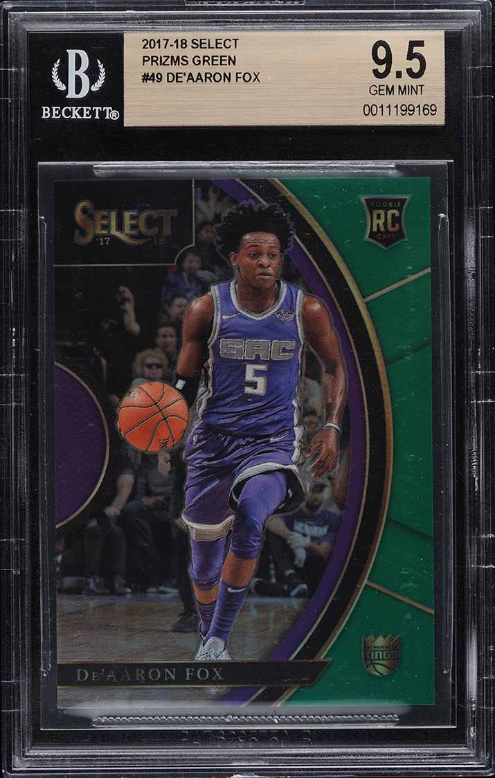 2017 Select Concourse Green Prizm De'Aaron Fox ROOKIE 1/5 #49 BGS 9.5 GEM MINT
