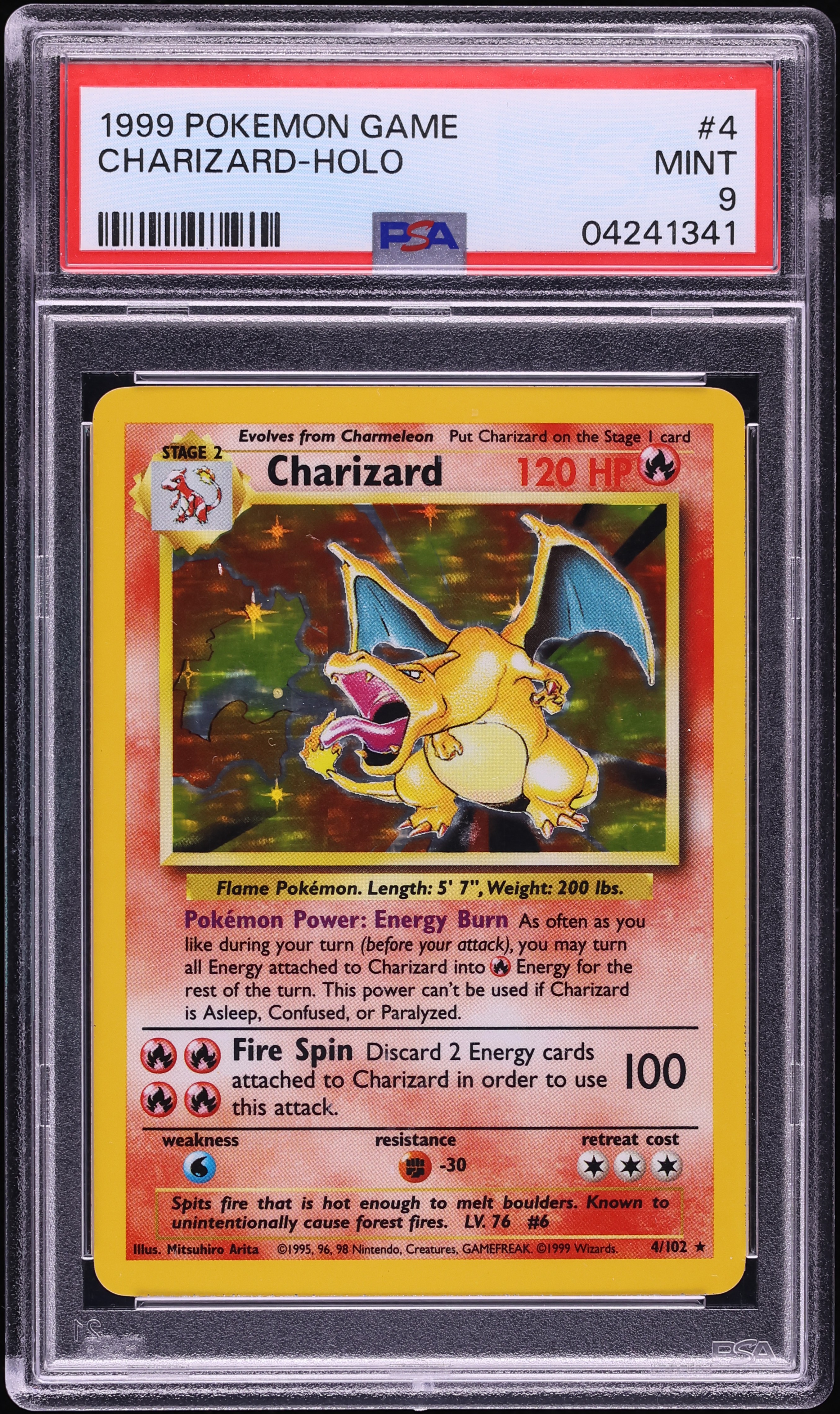 1999 Pokemon Base Set Holo Charizard #4 PSA 9 MINT