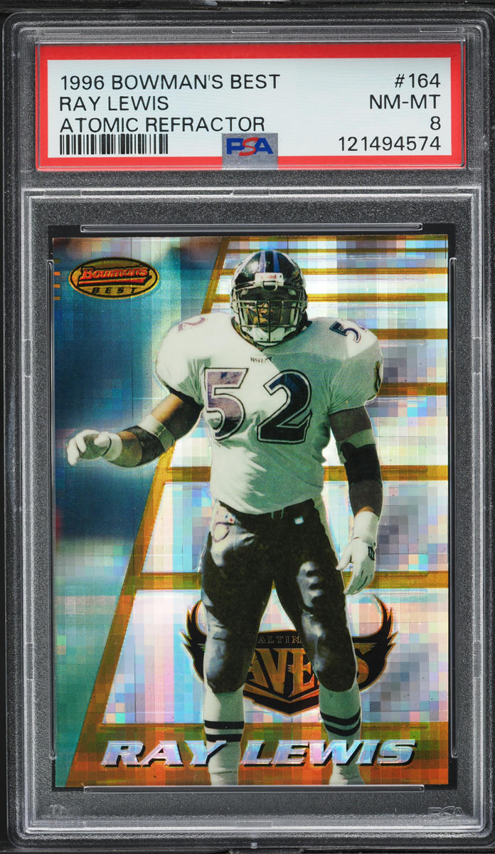1996 Bowman's Best Atomic Refractor Ray Lewis ROOKIE #164 PSA 8 NM-MT