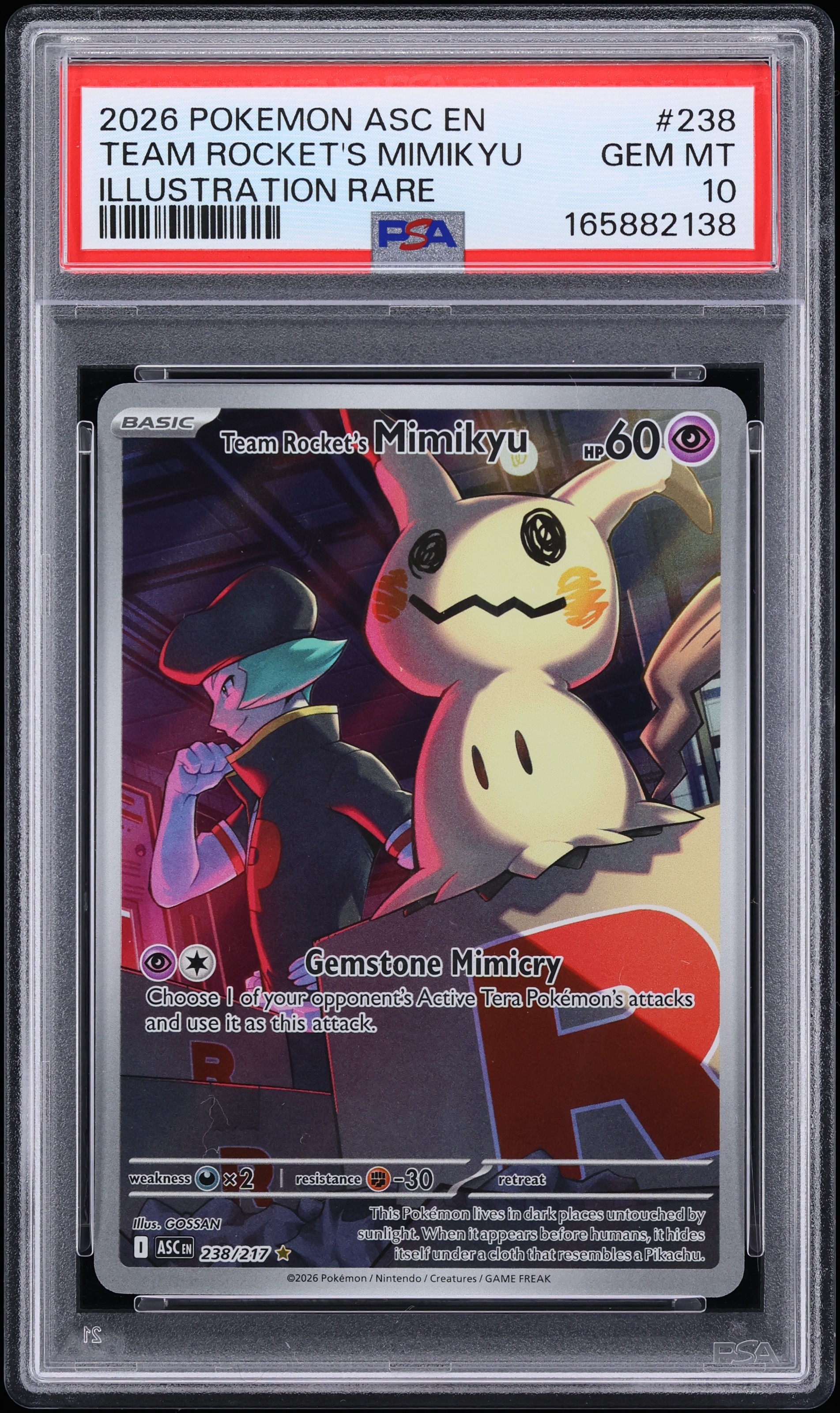 2026 Pokemon Mega Evolution Ascended Heroes IR Team Rocket's Mimikyu #238 PSA 10 GEM MINT