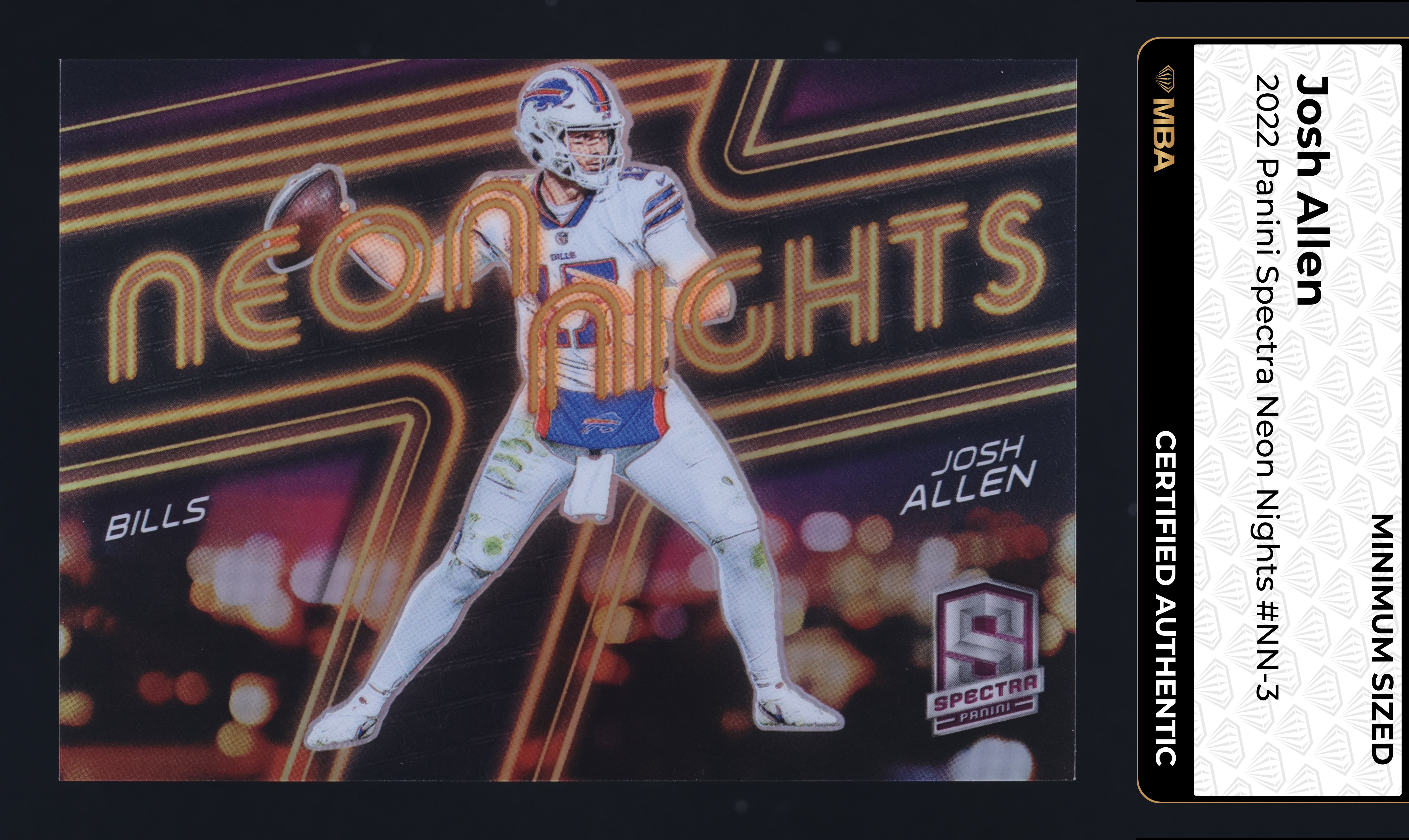 2022 Panini Spectra Neon Nights Josh Allen #NN-3 MBA AUTH, Min Sized