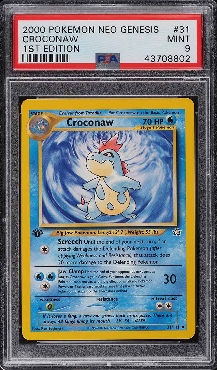 2000 Pokemon Neo Genesis 1st Edition Croconaw #31 PSA 9 MINT