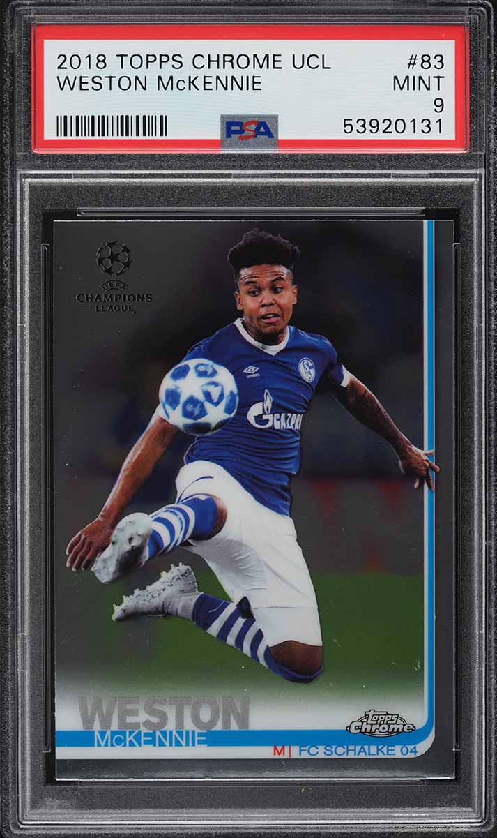 2018 Topps Chrome UEFA Champions League Weston McKennie ROOKIE RC #83 PSA 9 MINT