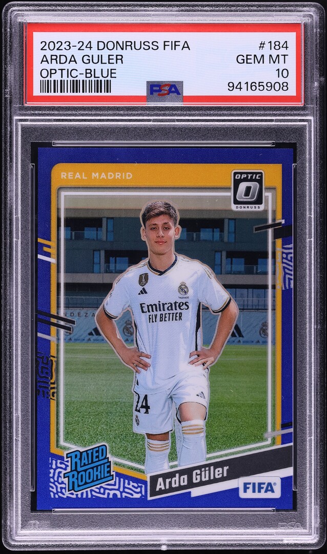 2023 Donruss FIFA Optic Blue Arda Guler ROOKIE /99 #184 PSA 10 GEM MINT