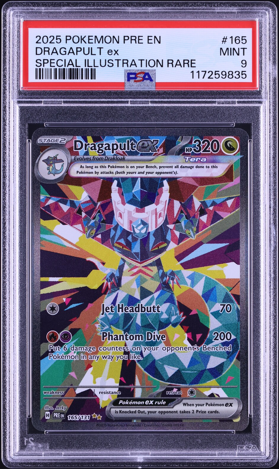 2025 Pokemon SV Prismatic Evolutions SIR Dragapult ex #165 PSA 9 MINT