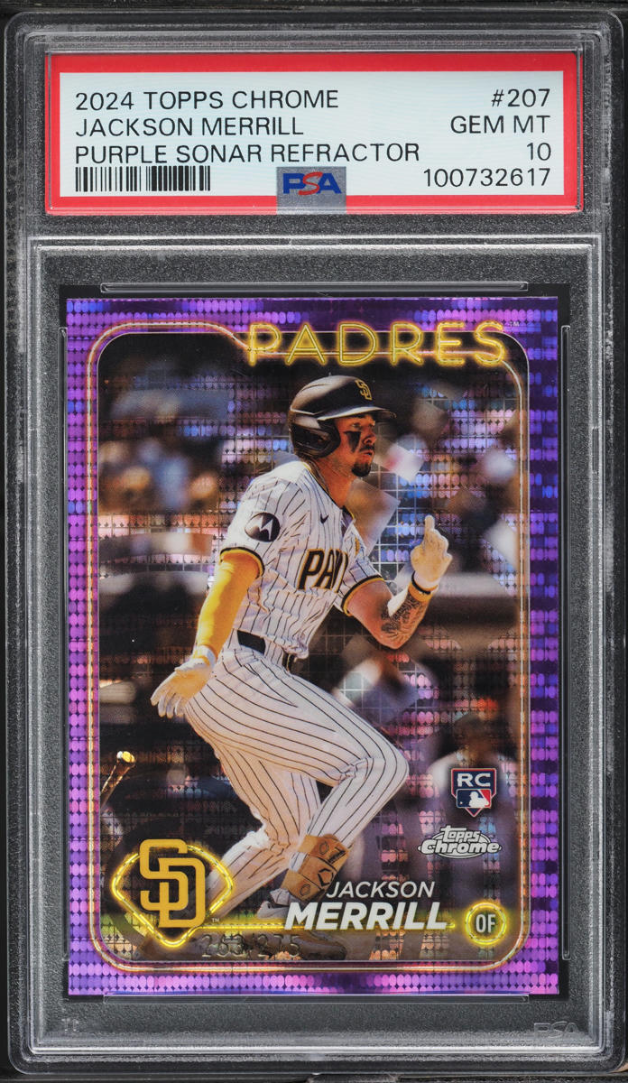 2024 Topps Chrome Purple Sonar Refractor Jackson Merrill ROOKIE /275 #207 PSA 10