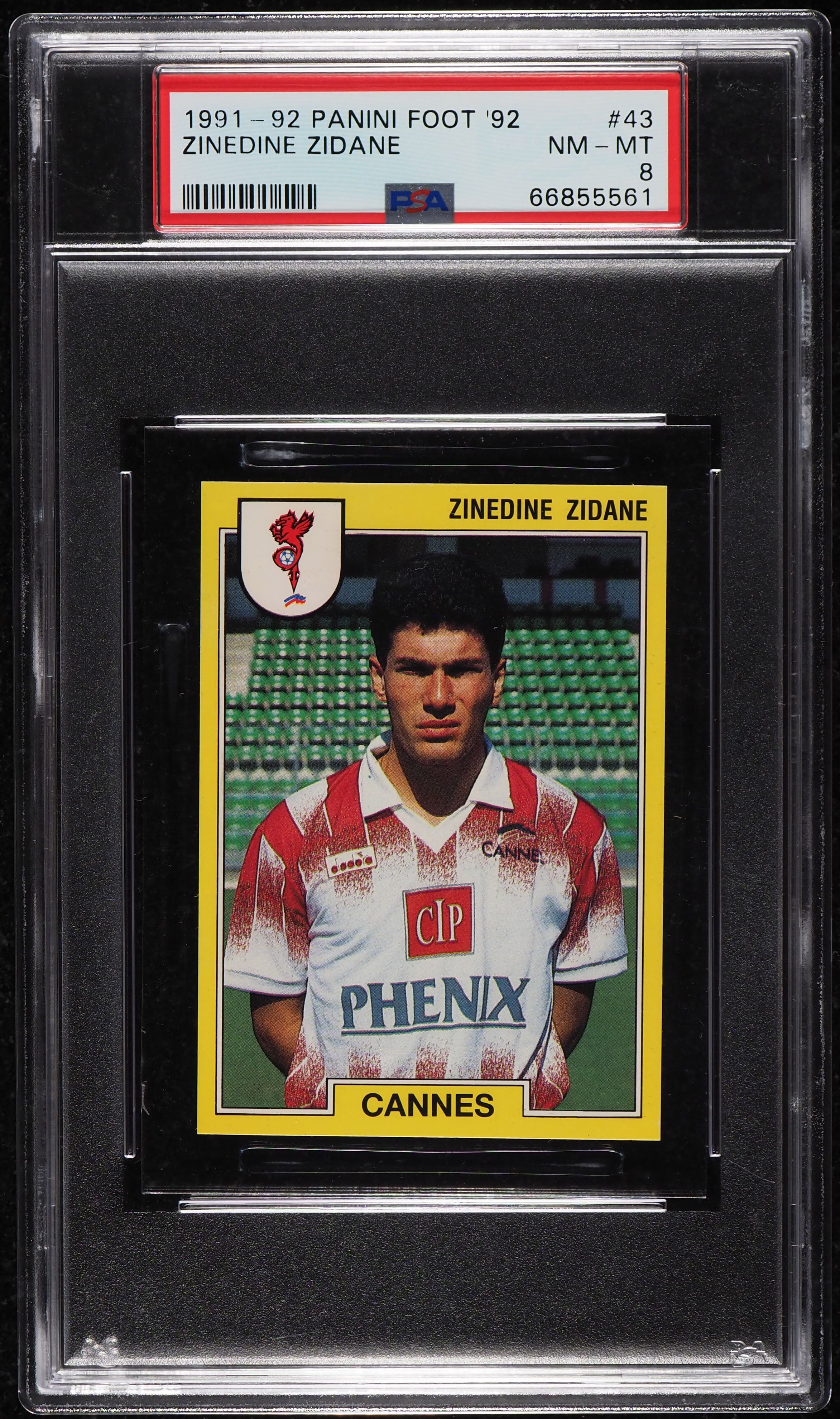 1991 Panini Foot '92 Soccer Zinedine Zidane ROOKIE #43 PSA 8 NM-MT