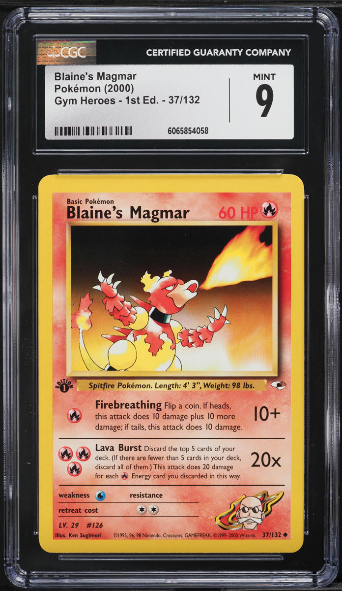 2000 Pokemon Gym Heroes 1st Edition Blaine's Magmar #37 CGC 9 MINT