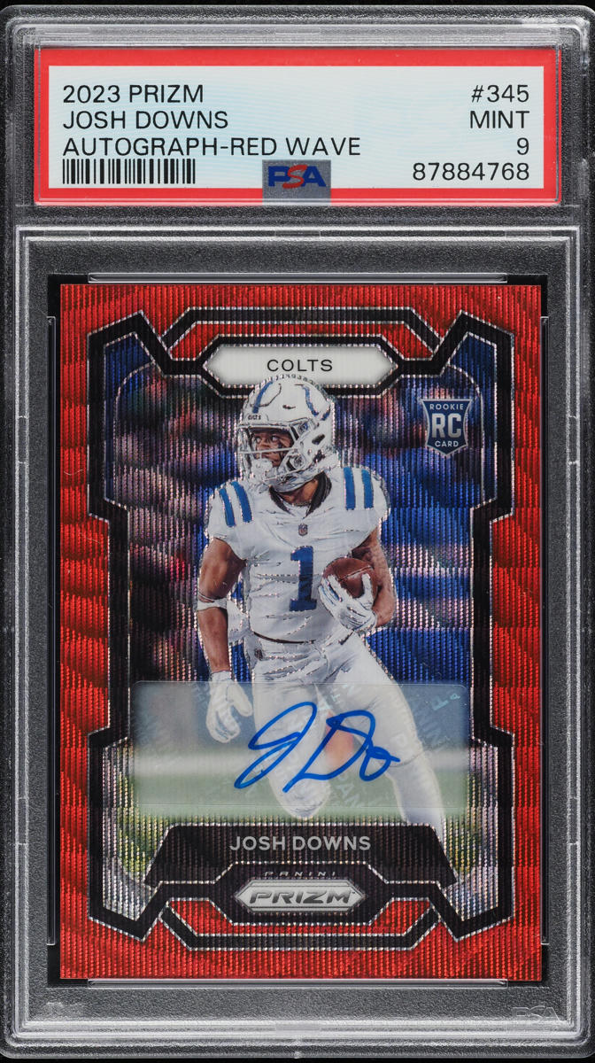 2023 Panini Prizm Red Wave Josh Downs ROOKIE AUTO /149  #345 PSA 9 MINT
