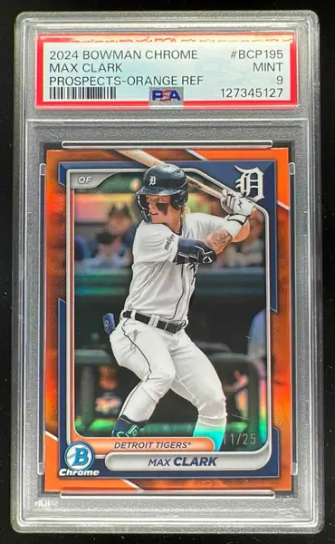 2024 Bowman Chrome Prospects Orange Refractor #BCP-195 Max Clark /25 PSA 9