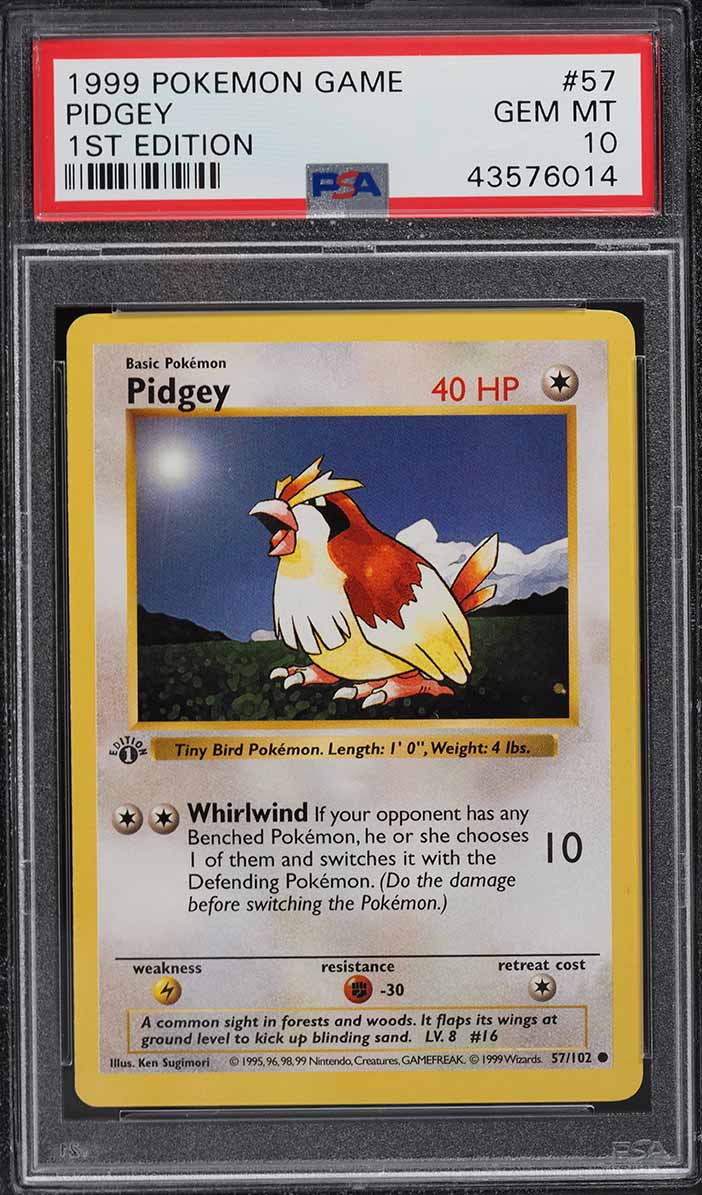 1999 Pokemon Base Set Shadowless 1st Edition Pidgey #57 PSA 10 GEM MINT