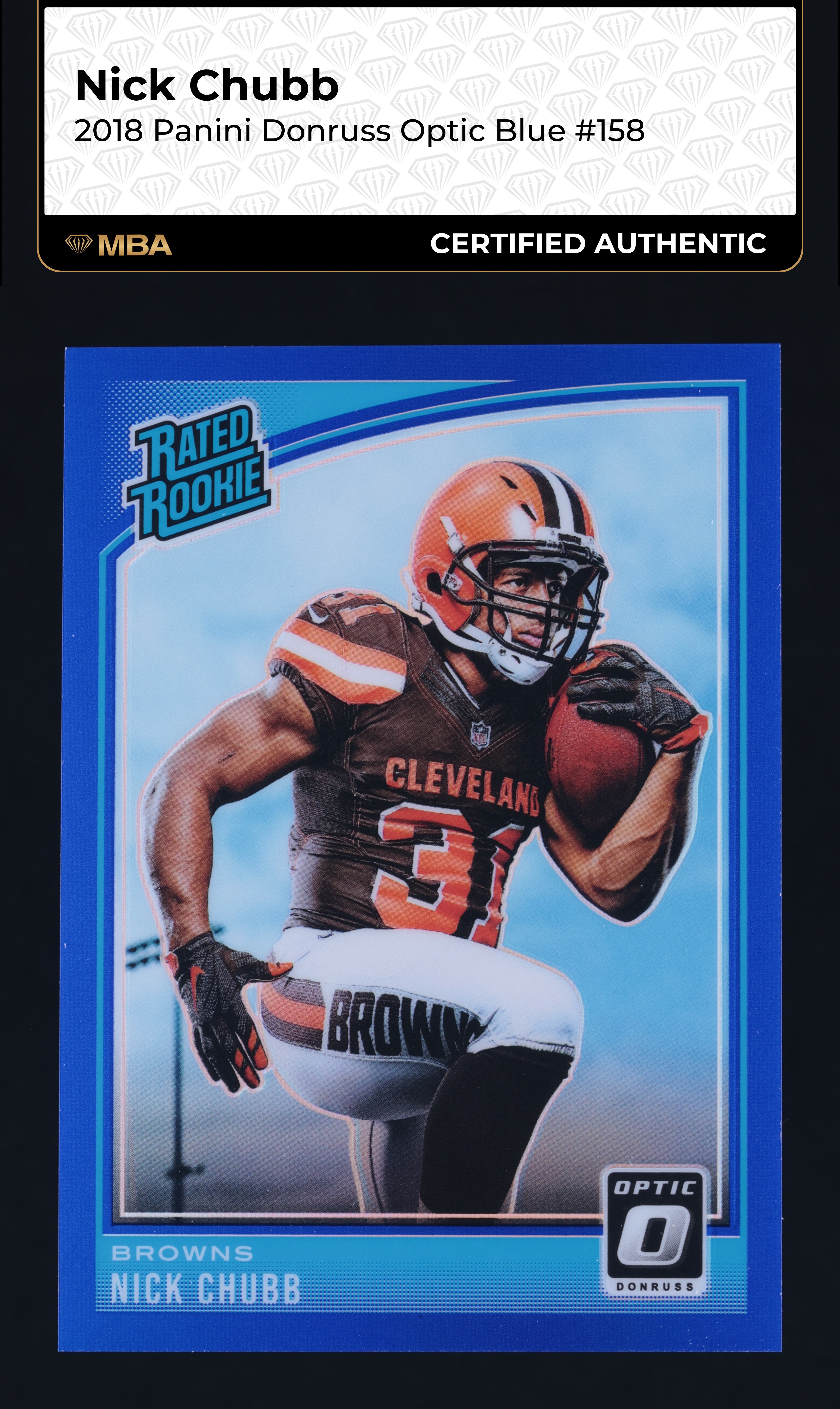 2018 Donruss Optic Blue Nick Chubb ROOKIE /149 #158 MBA AUTH