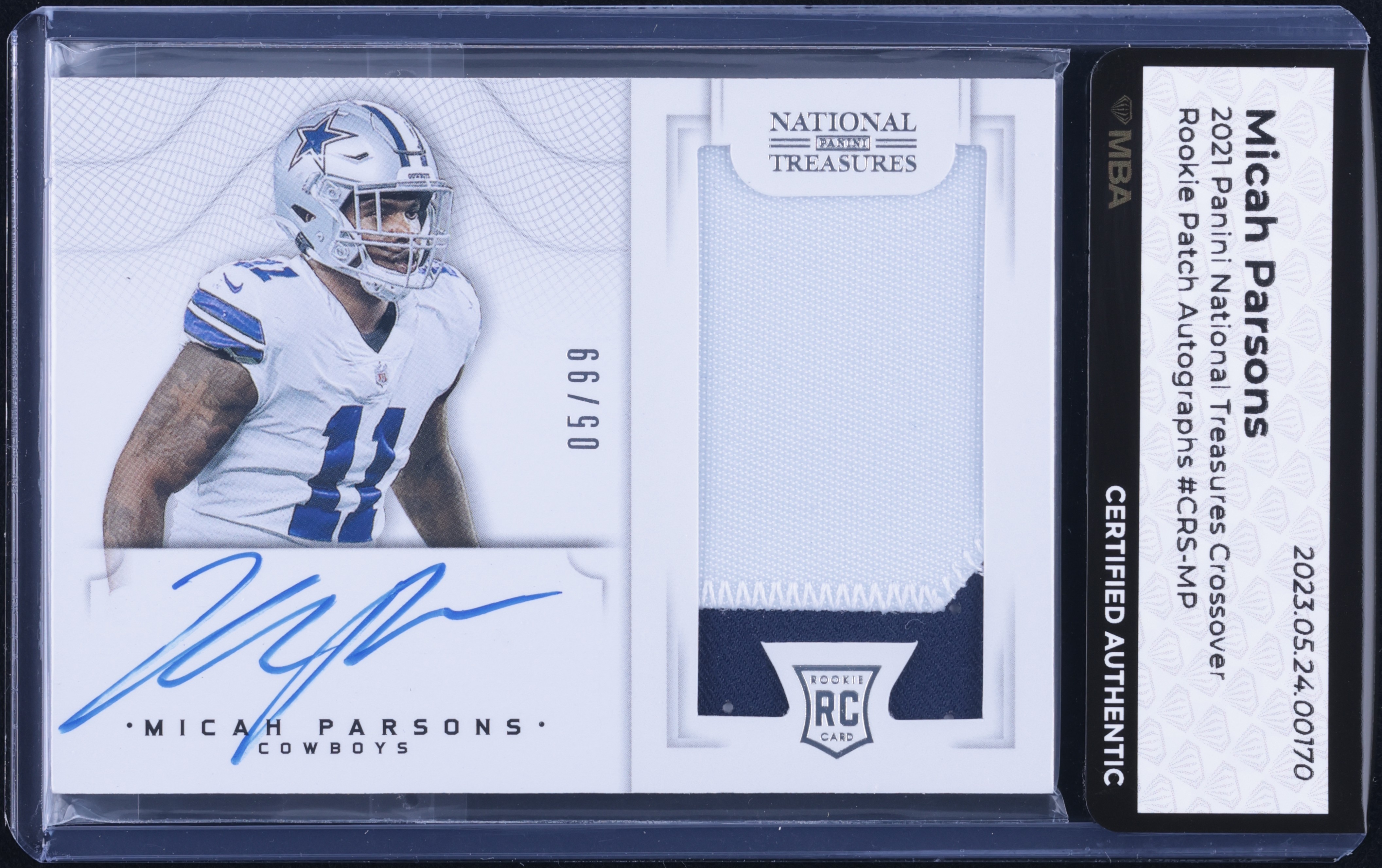 2021 National Treasures Crossover Micah Parsons ROOKIE PATCH AUTO /99 MBA AUTH