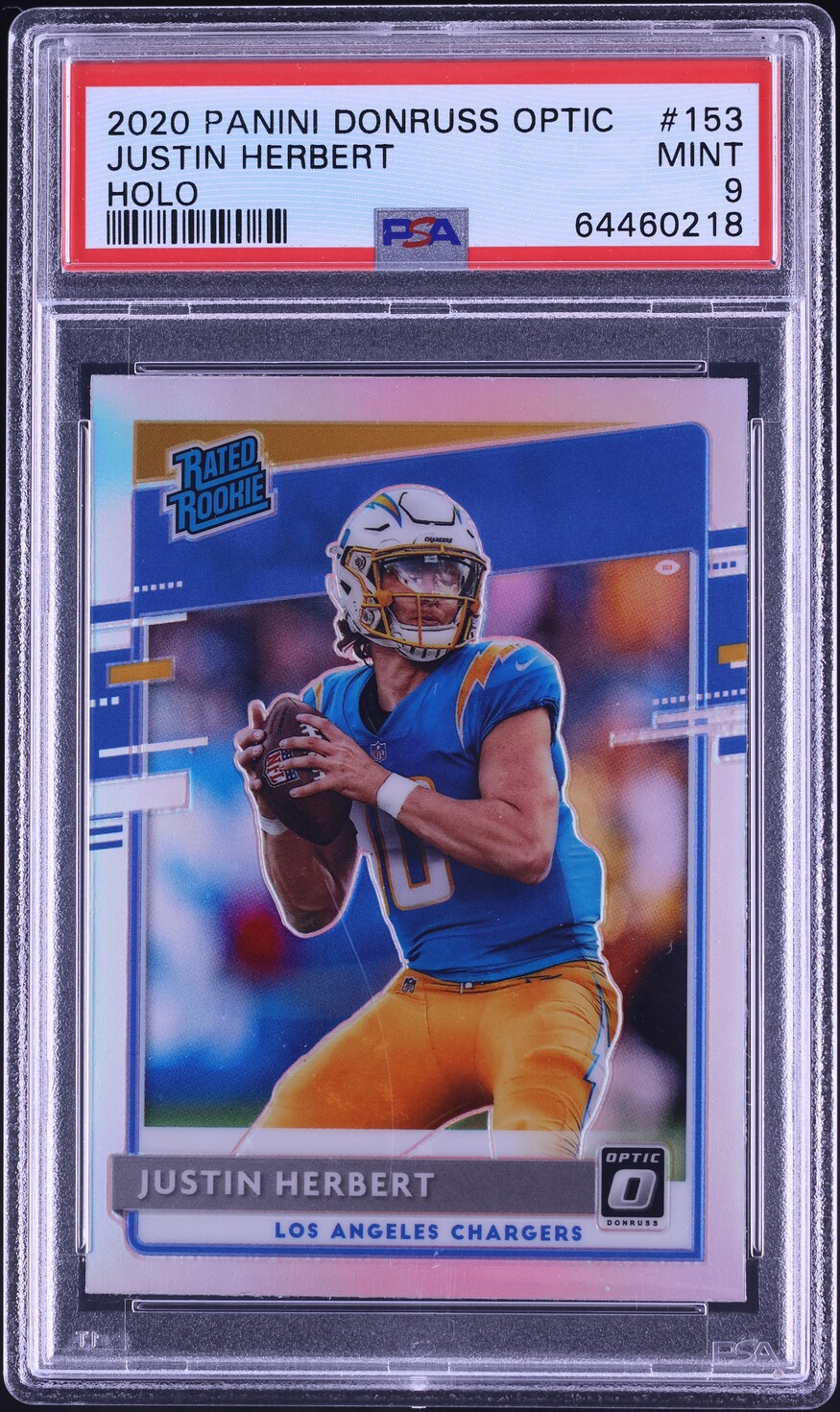 2020 Donruss Optic Holo Justin Herbert ROOKIE #153 PSA 9 MINT
