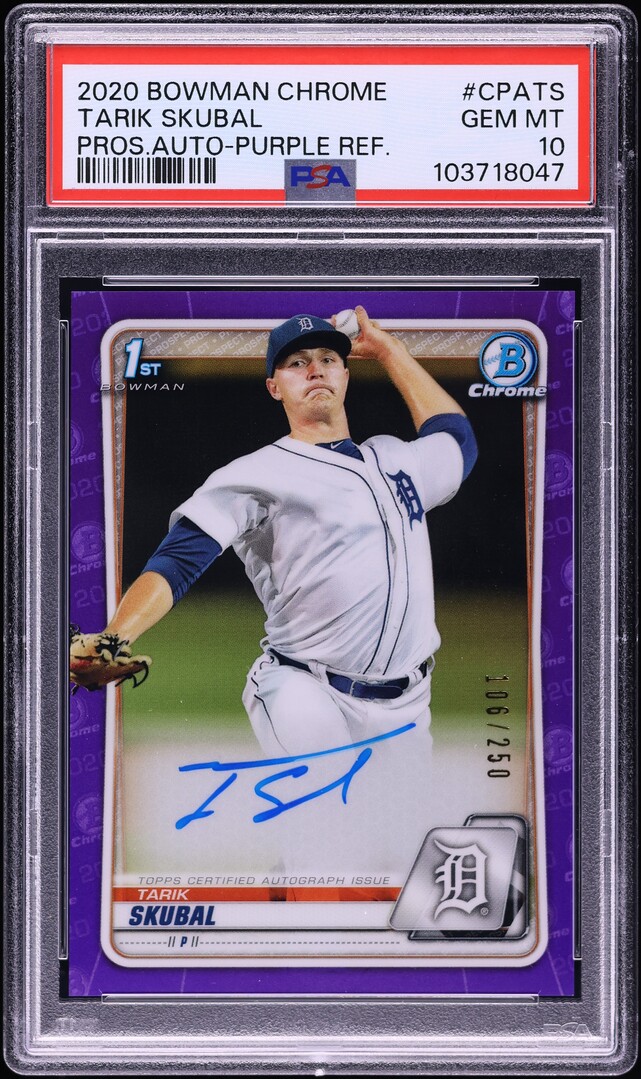 2020 Bowman Chrome Purple Refractor Tarik Skubal PROSPECT AUTO /250 PSA 10 GEM