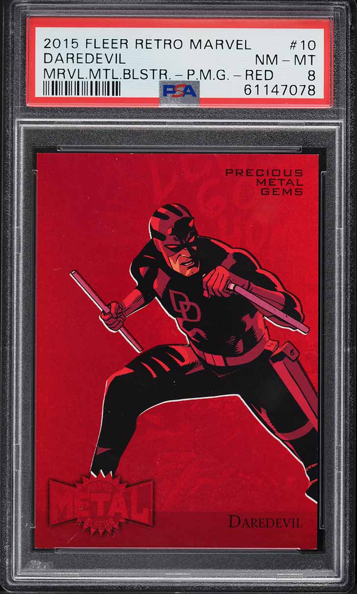 2015 Fleer Retro Marvel Precious Metal Gems PMG Red Daredevil /100 #10 PSA 8