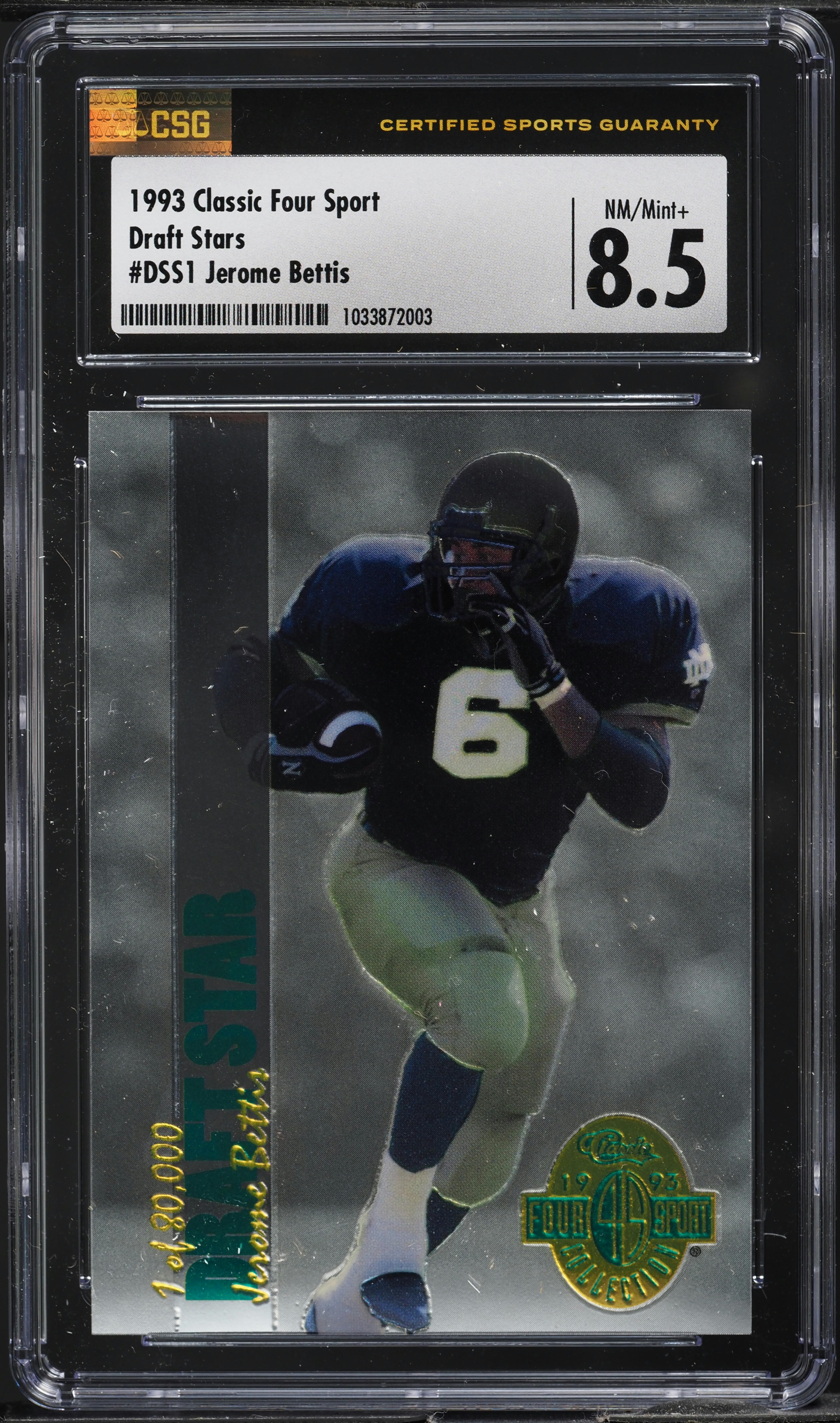 1993 Classic Four Sport Draft Stars Jerome Bettis ROOKIE #DS51 CSG 8.5 NM-MT+