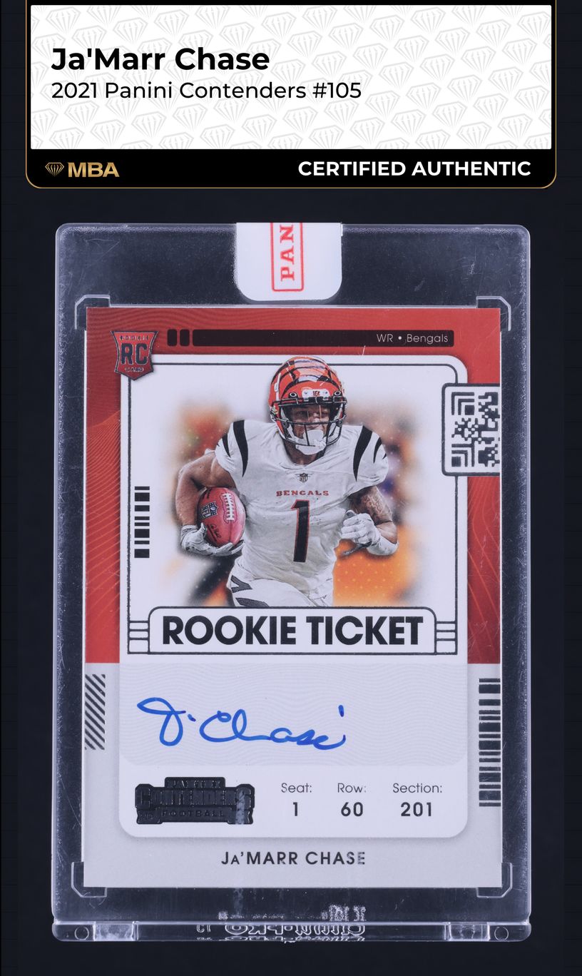 2021 Panini Contenders Ja'Marr Chase ROOKIE AUTO #105 MBA AUTH