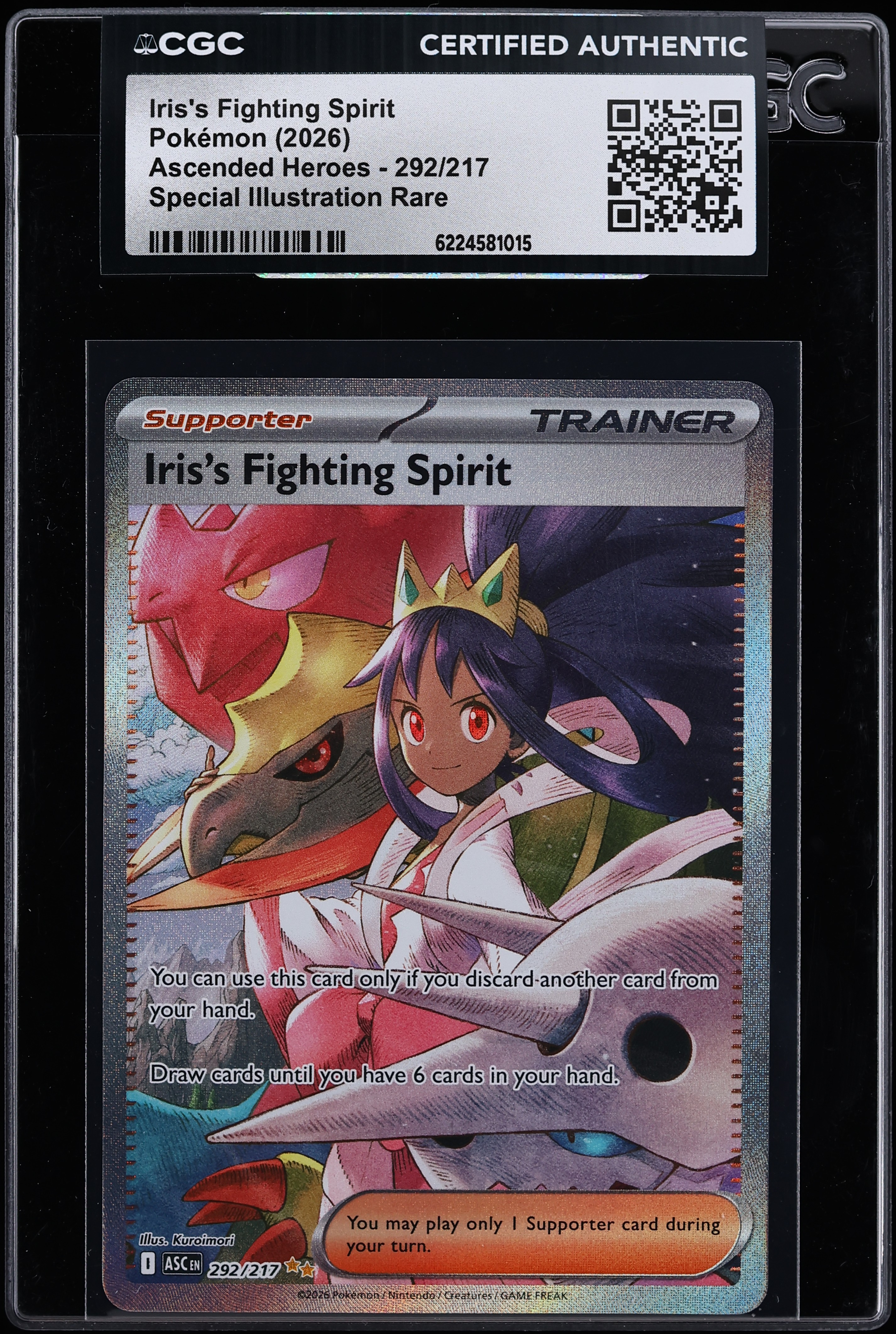 2026 Pokemon Mega Evolution Ascended Heroes SIR Iris's Fighting Spirit #292 CGC AUTH