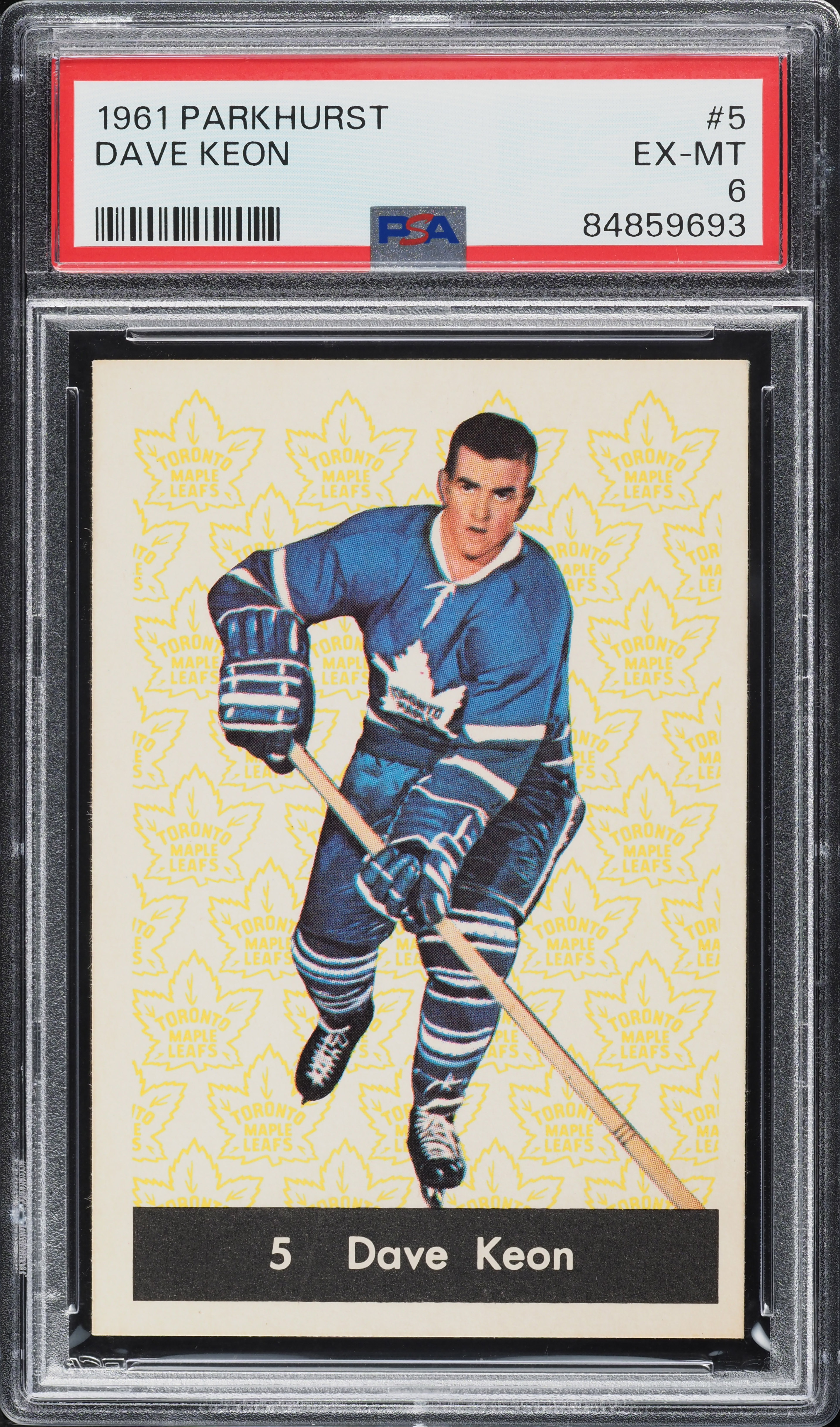 1961 Parkhurst Dave Keon ROOKIE #5 PSA 6 EXMT (PWCC-A)