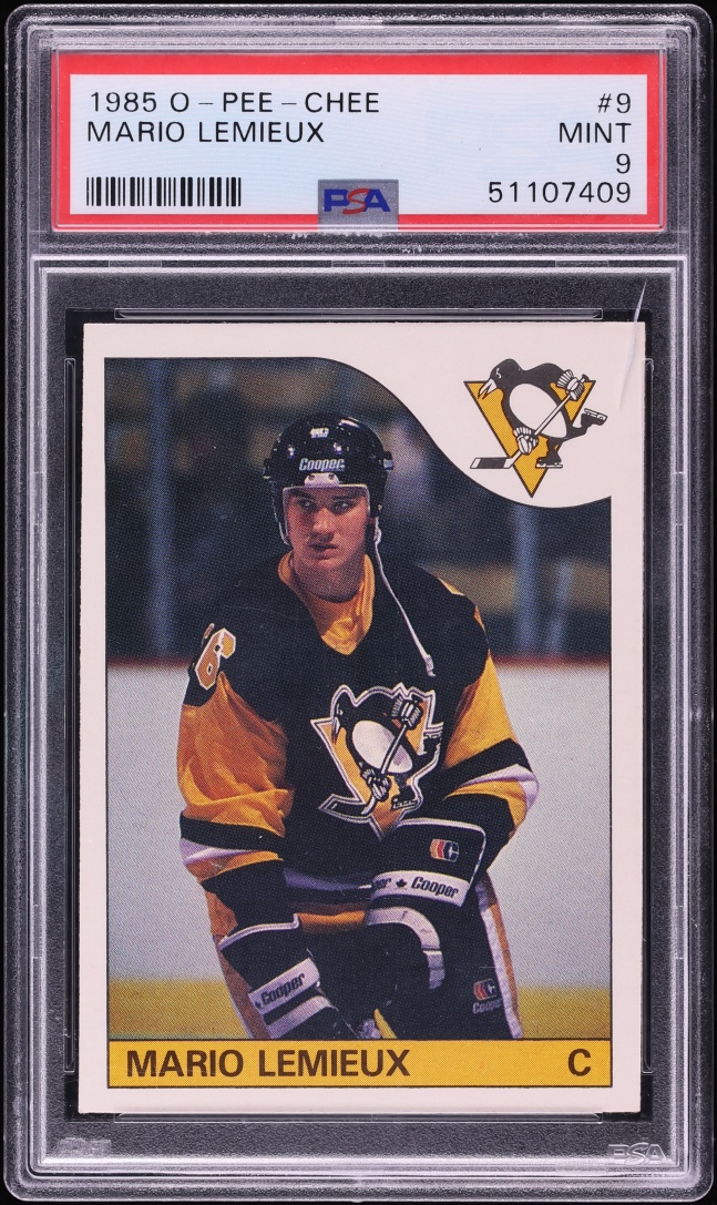 1985 O-Pee-Chee Hockey Mario Lemieux ROOKIE #9 PSA 9 MINT